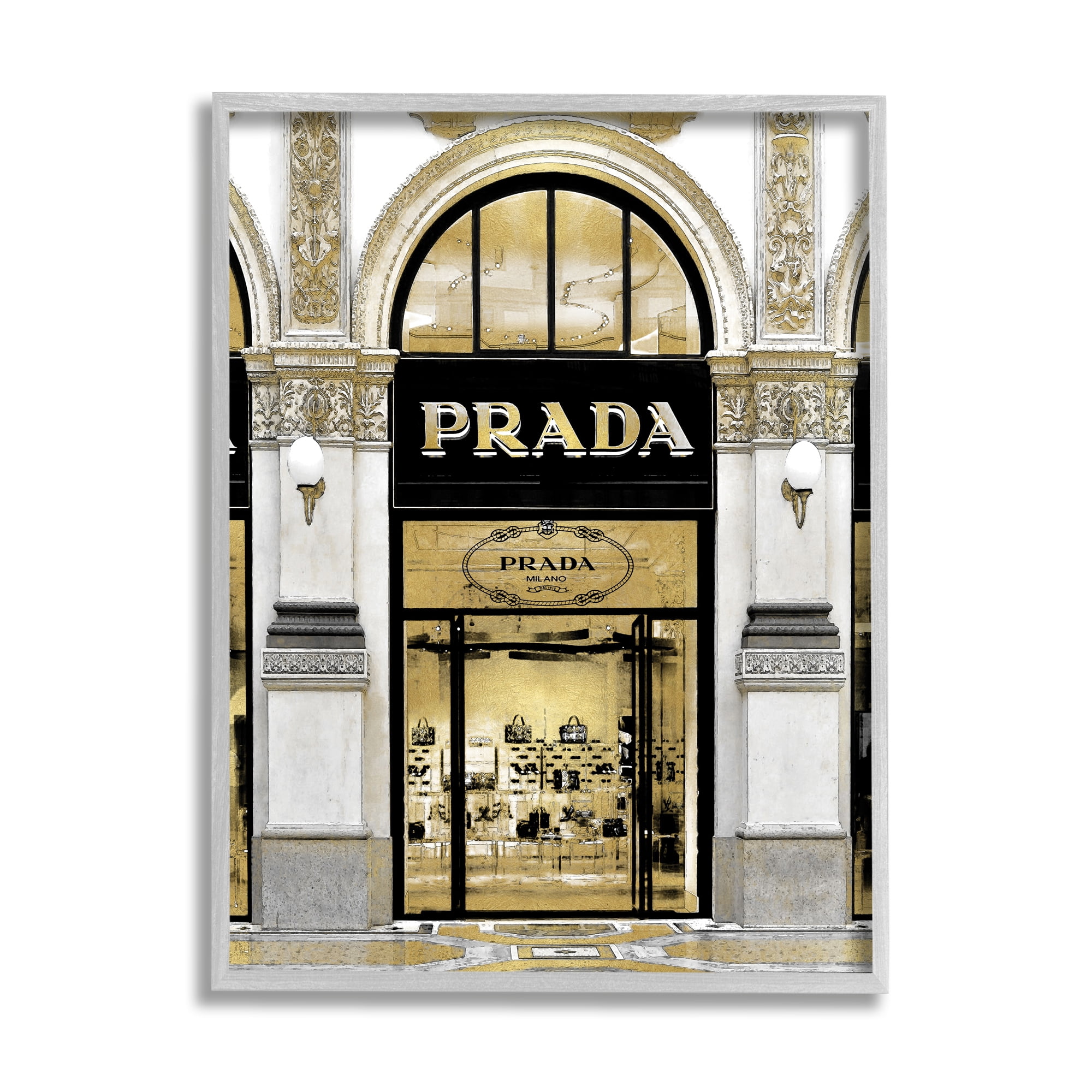 Stupell Industries Glam Fashion Storefront Milan Inspired Architecture Beauty & Fashion Painting Gray Framed Art Print Wall Art, 11 x 14