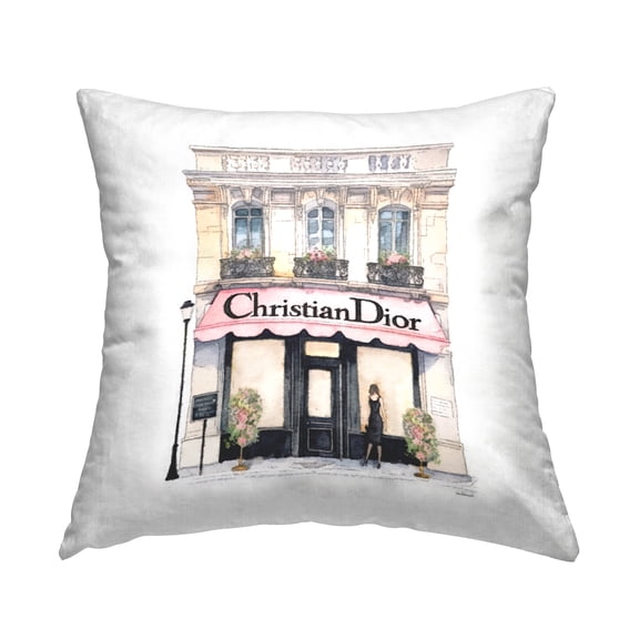 Stupell Industries Glam Fashion Storefront Square Decorative Printed Throw Pillow, 18 x 18