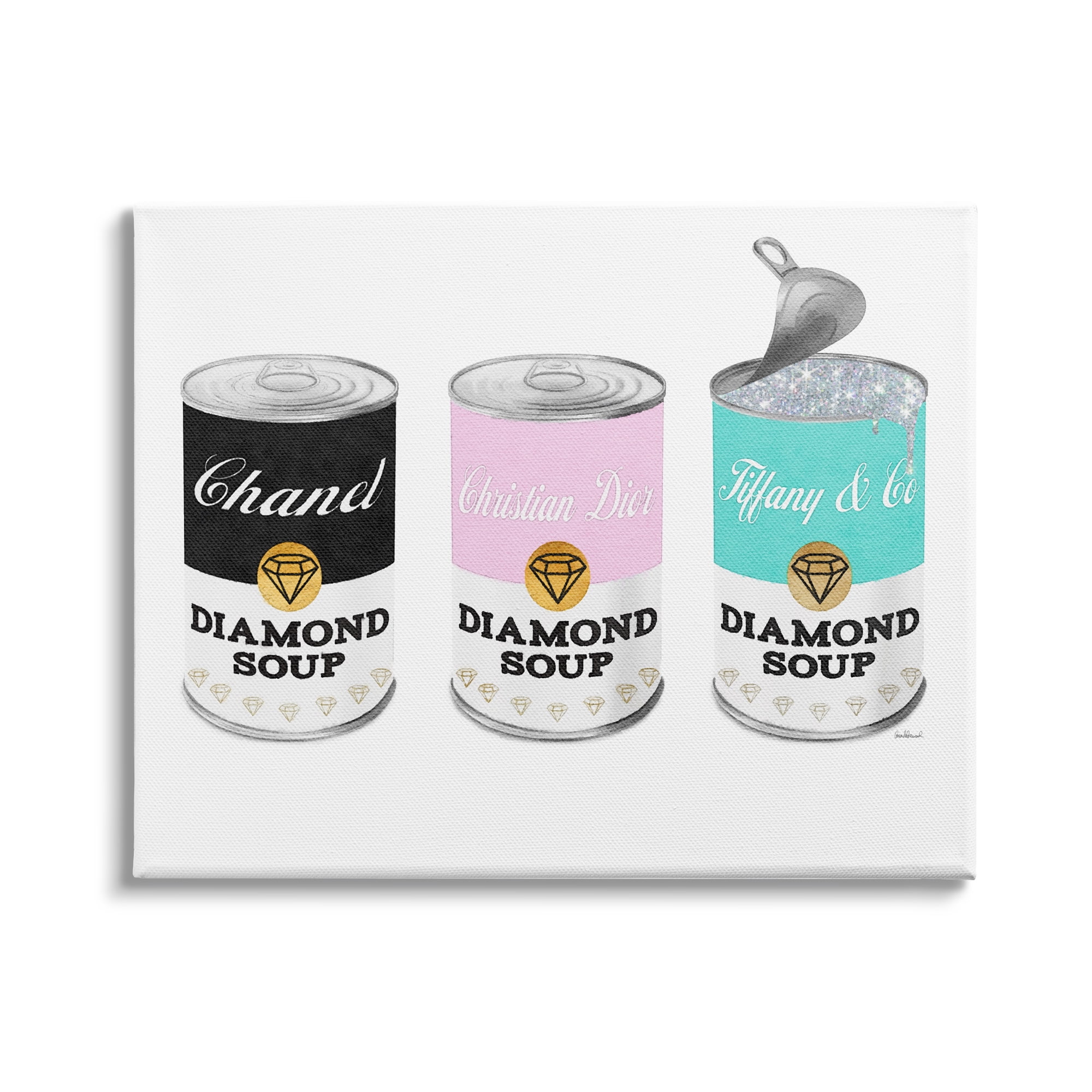Stupell Industries Glam Fashion Trio Condensed Soup Vintage Pop Design, 48 x 36, Design by Amanda Greenwood