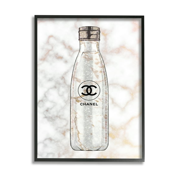 Stupell Industries Glam Fashion Water Bottle over Marble Black Framed, 16 x 20, Design by Ziwei Li