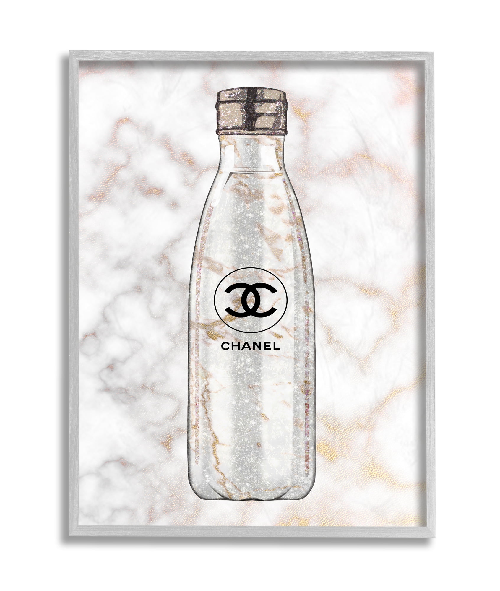 Stupell Industries Glam Fashion Water Bottle over Marble Grey