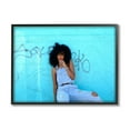 thumbnail image 1 of Stupell Industries Glam Female Fashion Pose Graffiti Blue Bricks Design by Unsplash, 1 of 7