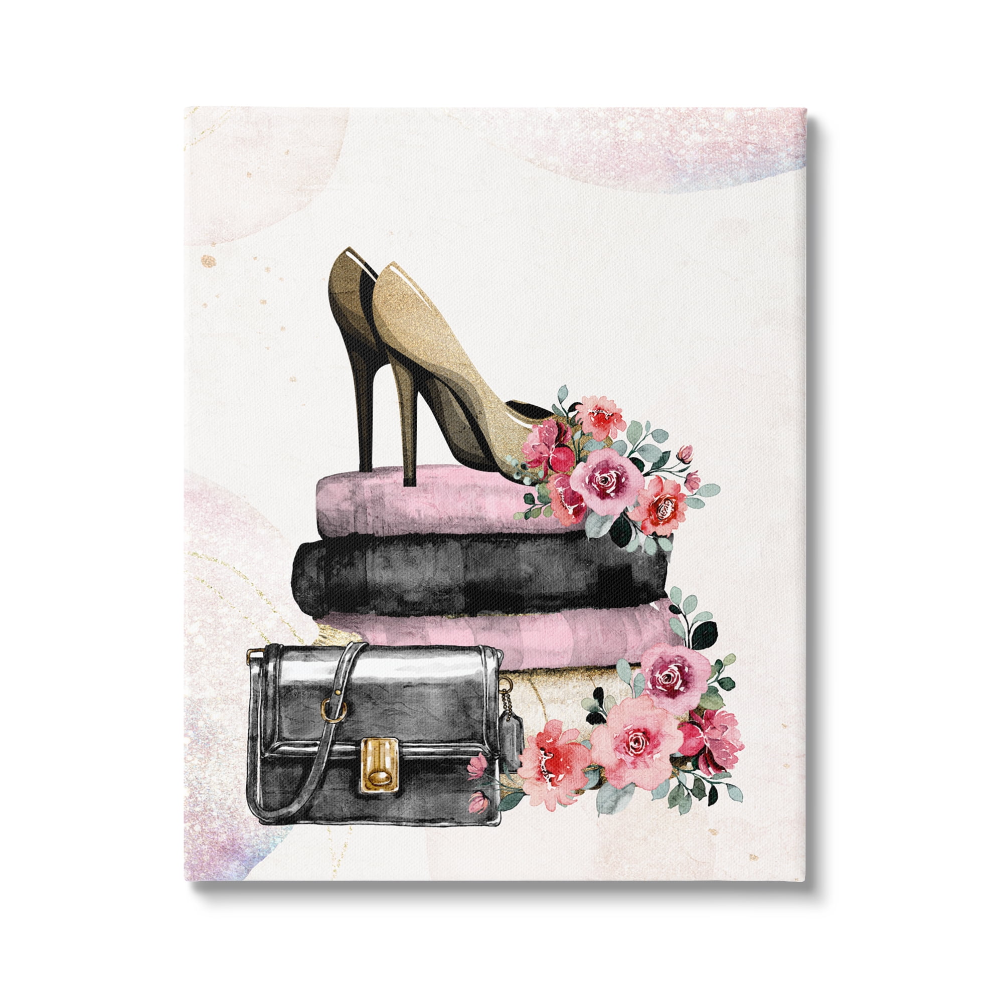 Stupell Industries Glam Floral Heels Botanical & Floral Painting Gallery Wrapped Canvas Art Print Wall Art, 24 x 30