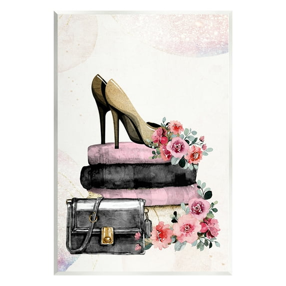 Stupell Industries Glam Floral Heels Botanical & Floral Painting Unframed Art Print Wall Art, 10 x 15