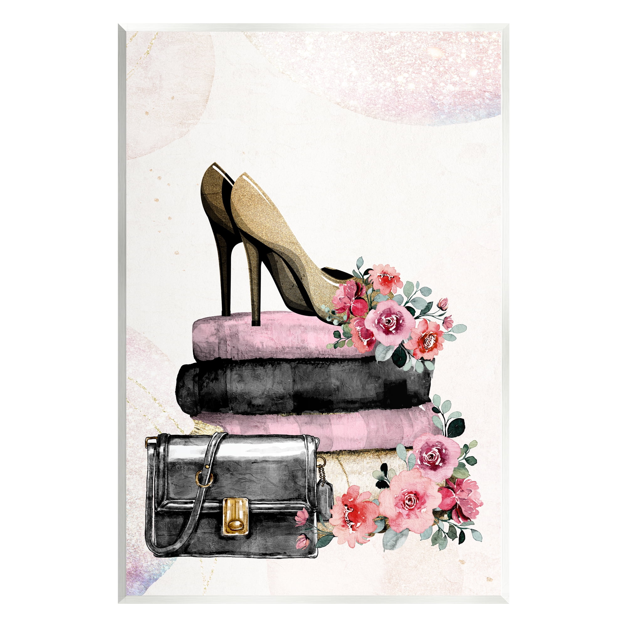 Stupell Industries Glam Floral Heels Botanical & Floral Painting Unframed Art Print Wall Art, 13 x 19