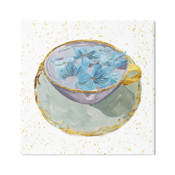 Stupell Industries Glam Floral Teacup Food & Beverage Painting Gallery Wrapped Canvas Art Print Wall Art, 30 x 30