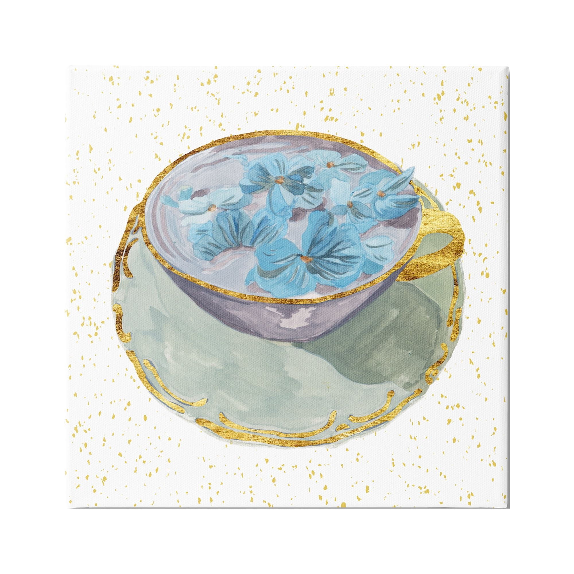Stupell Industries Glam Floral Teacup Food & Beverage Painting Gallery Wrapped Canvas Art Print Wall Art, 36 x 36