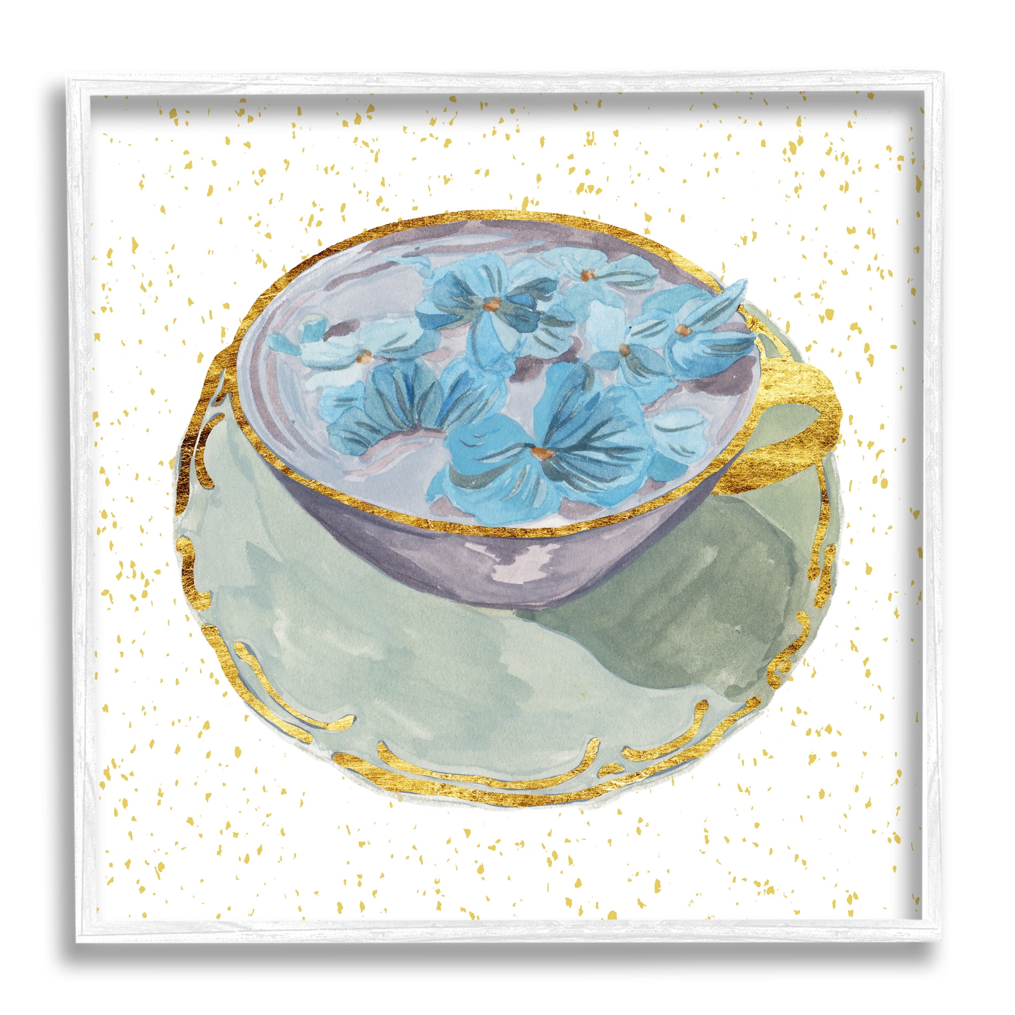 Stupell Industries Glam Floral Teacup Food & Beverage Painting White Framed Art Print Wall Art, 24 x 24