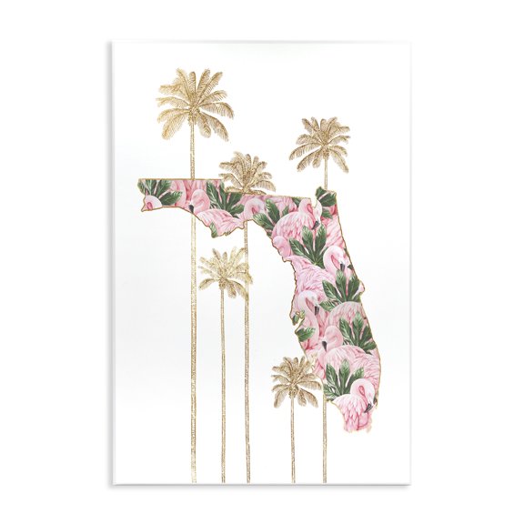 Stupell Industries Glam Florida State Flamingo Pattern Wall Plaque Art, 10 x 15, by Ziwei Li