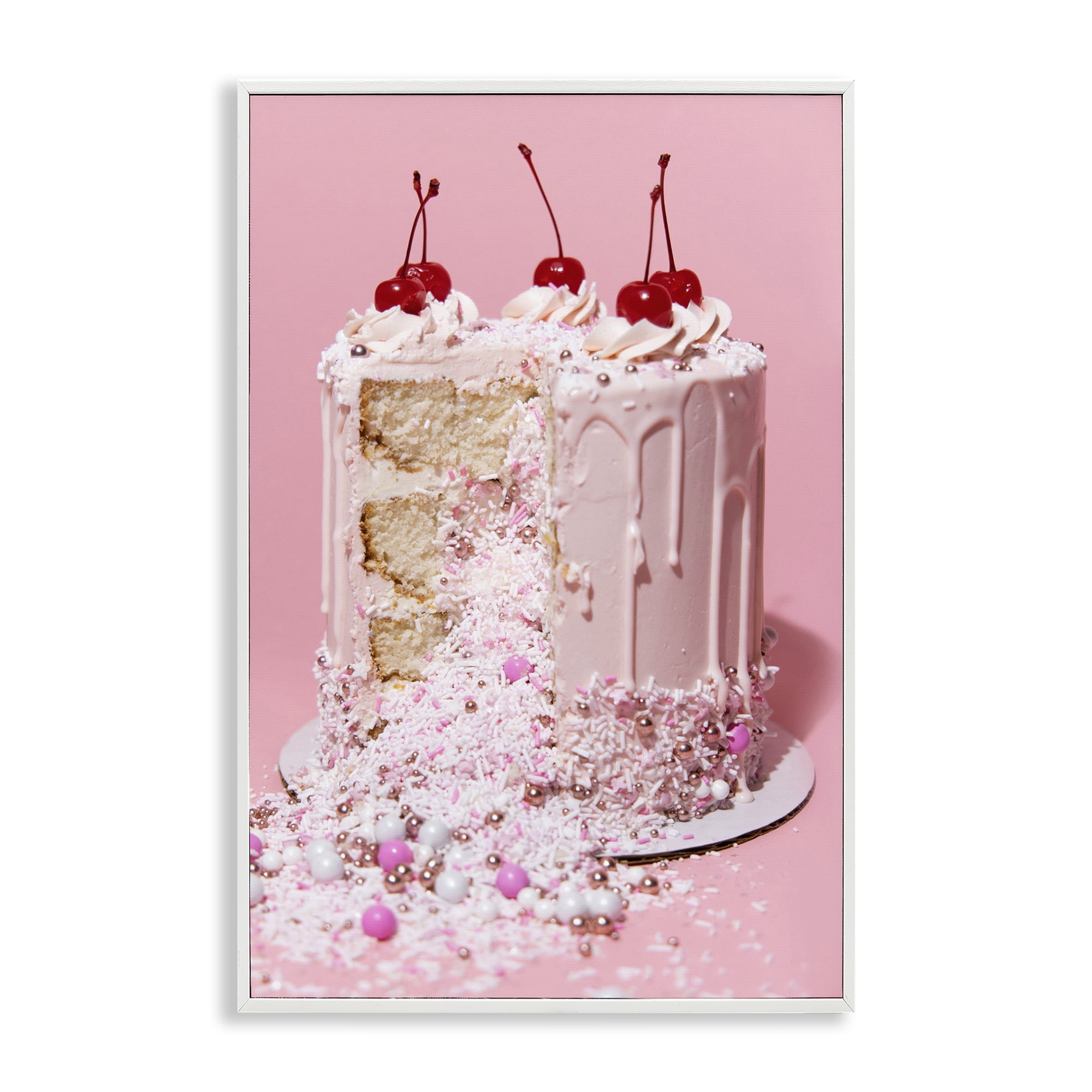 Stupell Industries Glam Gemstone Cake Food & Beverage Painting White Framed Art Print Wall Art, 12 x 18