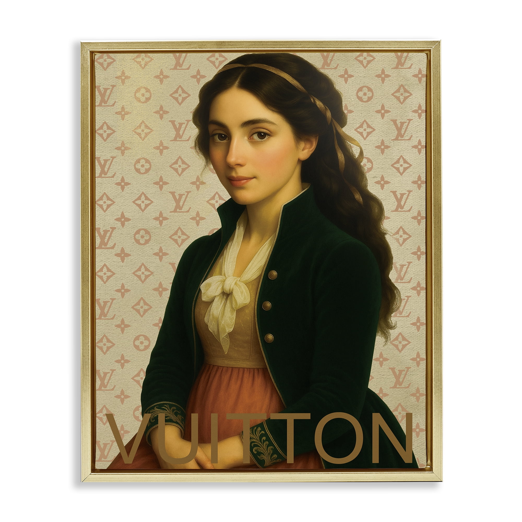 Stupell Industries Glam Gentlewoman in Spring Gold Framed Floater Canvas Wall Art, design by Grotto Studios