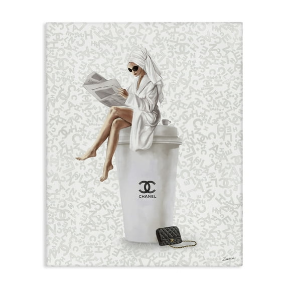 Stupell Industries Glam Girl Bathrobe Typography Painting Gallery Wrapped Canvas Art Print Wall Art, 16 x 20