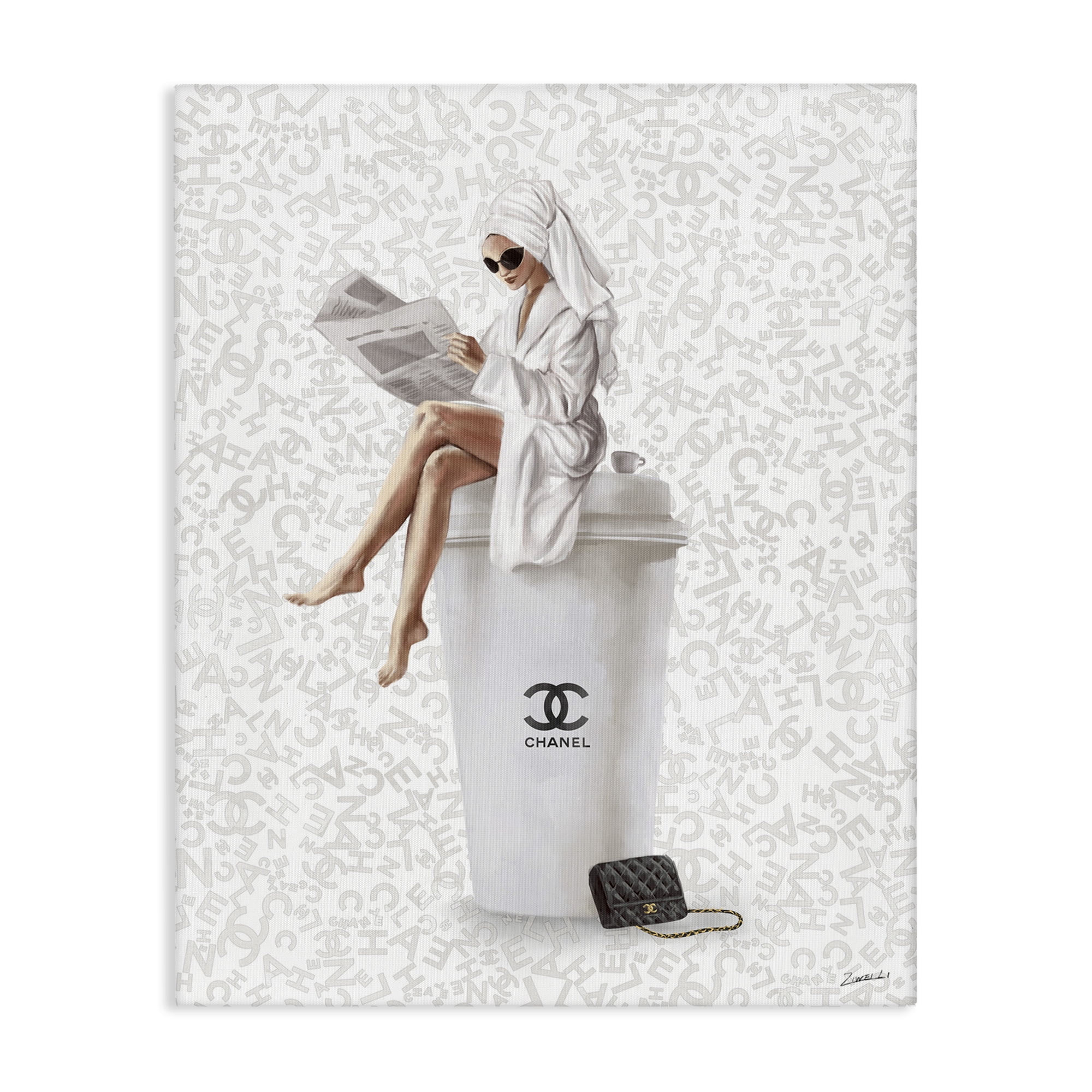 Stupell Industries Glam Girl Bathrobe Typography Painting Gallery Wrapped Canvas Art Print Wall Art, 30 x 40