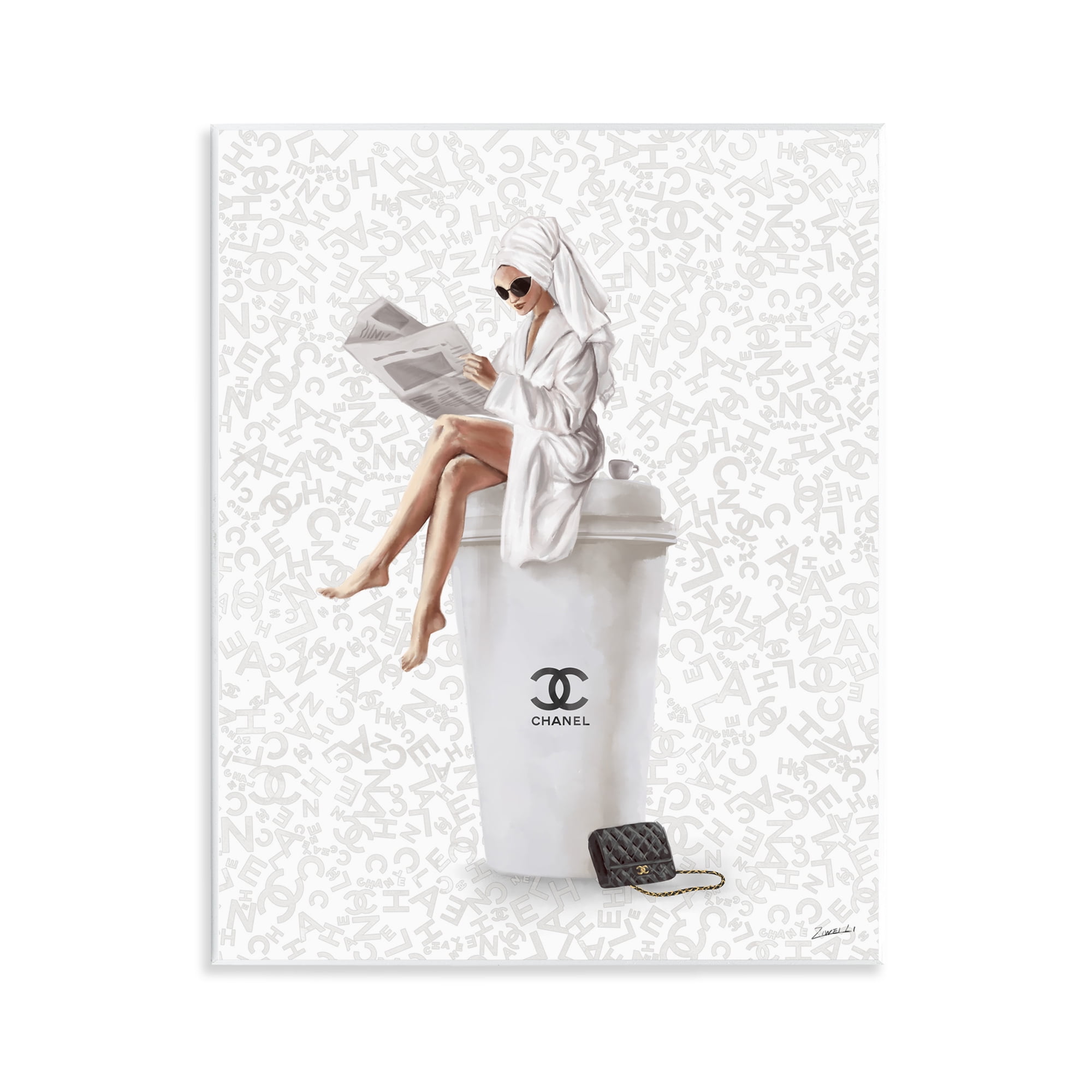 Stupell Industries Glam Girl Bathrobe Typography Painting Unframed Art Print Wall Art, 11 x 14