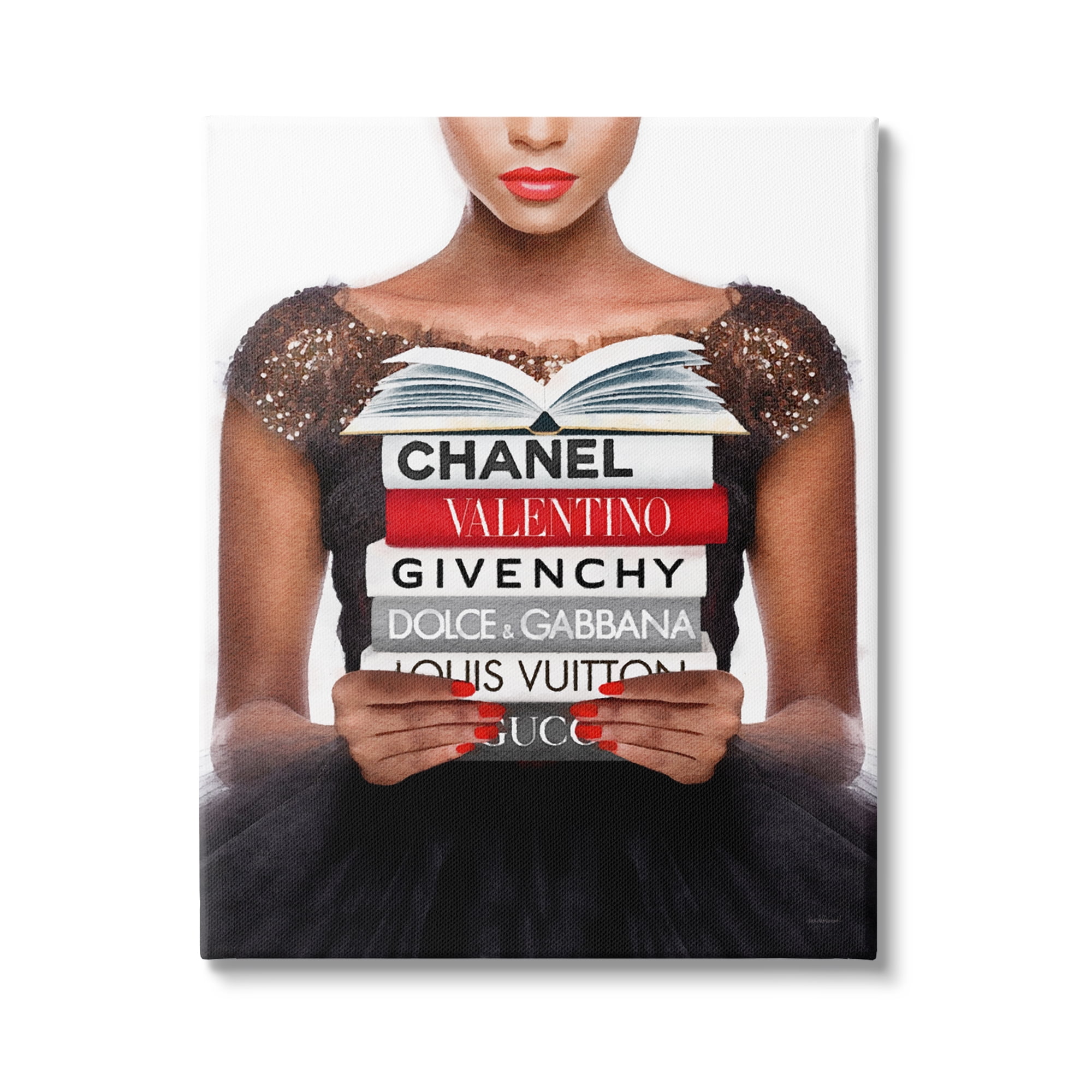 Stupell Industries Glam Girl & Books Beauty & Fashion Painting Gallery Wrapped Canvas Art Print Wall Art, 30 x 40