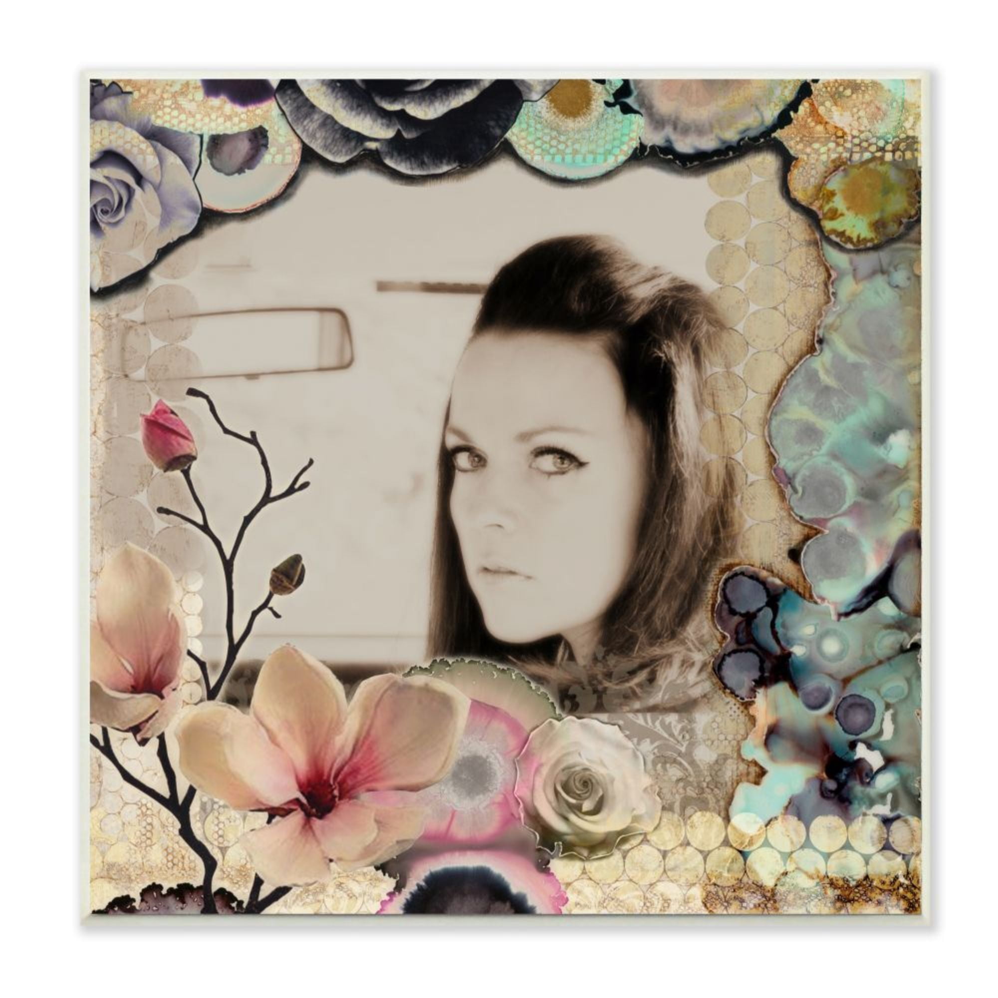 Stupell Industries Glam Girl in Car Vintage Floral Border Design by Third and Wall