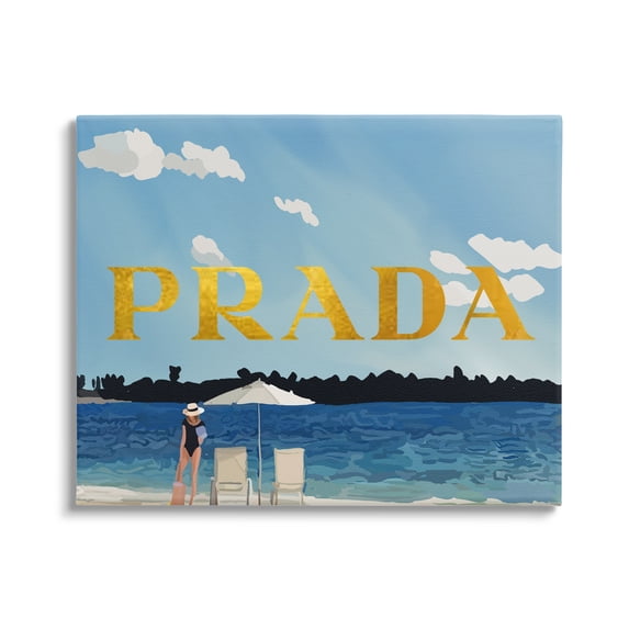Stupell Industries Glam Girl on Beach Nature Painting Gallery Wrapped Canvas Art Print Wall Art, 30 x 24