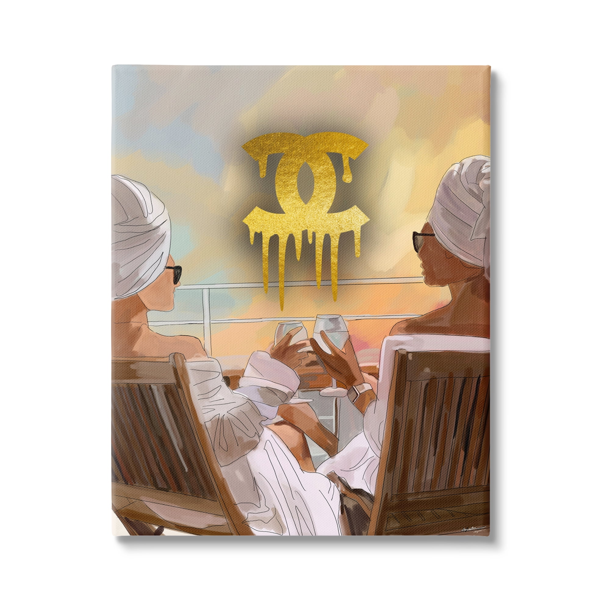 Stupell Industries Glam Girls & Wine Beauty & Fashion Painting Gallery Wrapped Canvas Print Wall Art, 30 x 40
