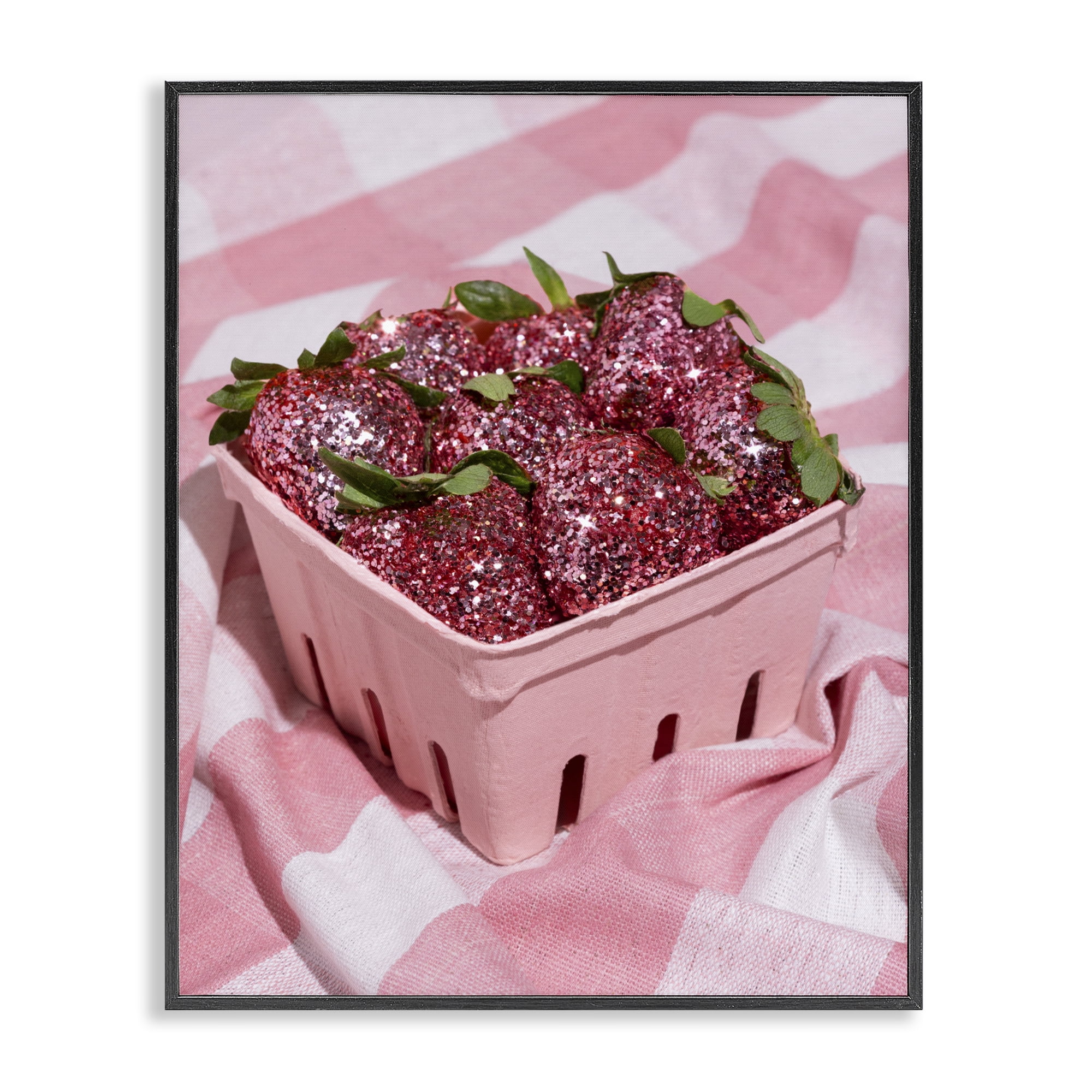 Stupell Industries Glam Glimmer Strawberries Black Framed Giclee Art, design by LISH Creative