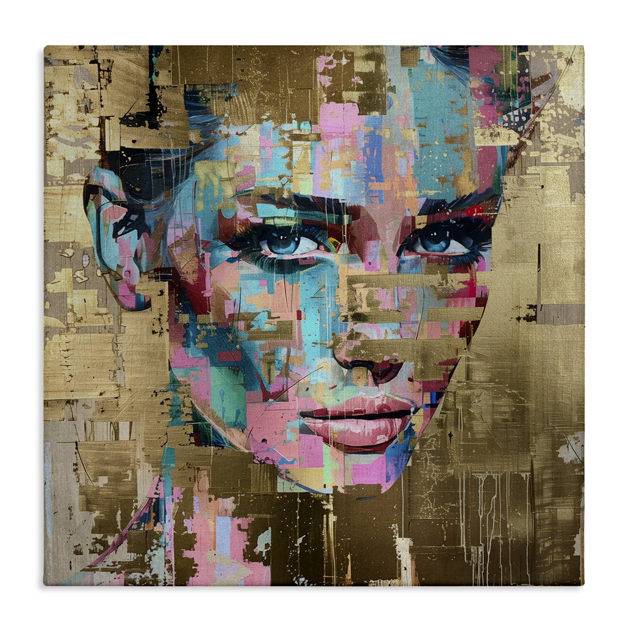 Stupell Industries Glam & Gold Hues Portrait Abstract Painting Wrapped Canvas Art Print Wall Art, 24 x 24