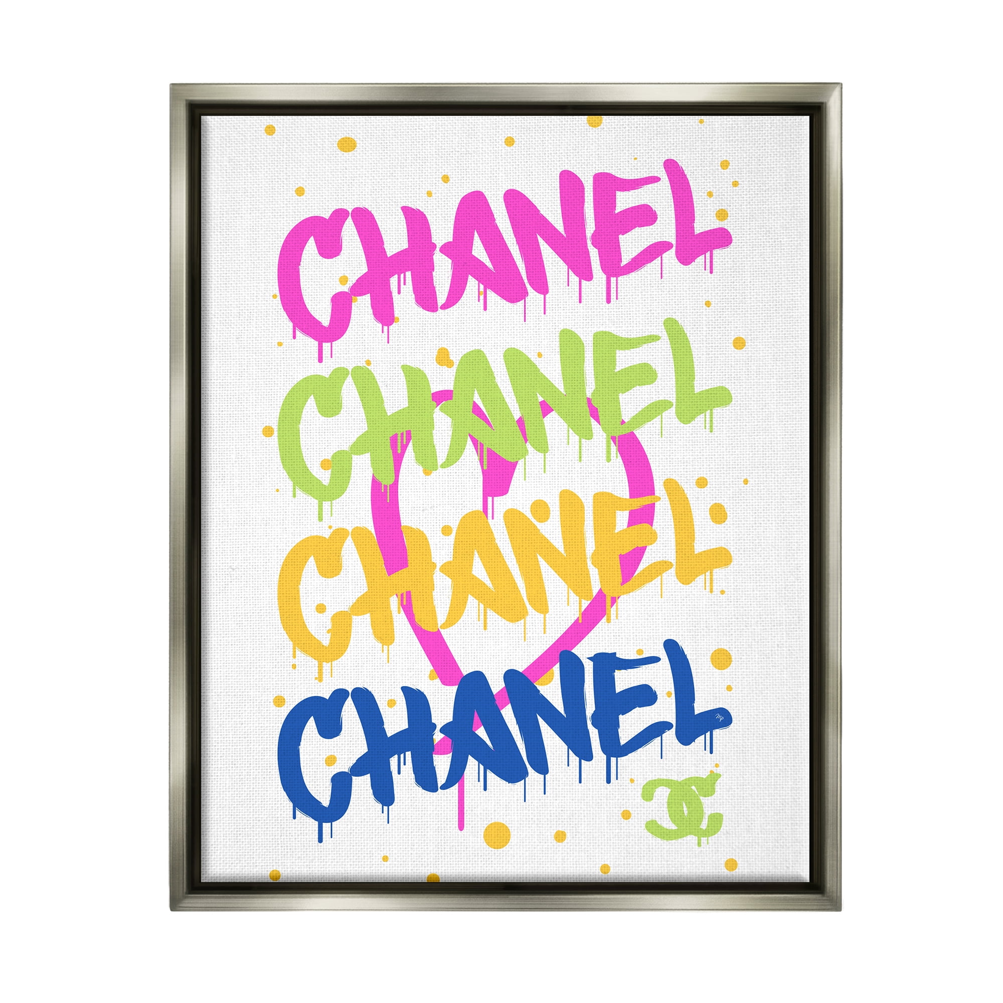 Stupell Industries Glam Graffiti Splatter Typography Painting Gray Floater Framed Art Print Wall Art, 17 x 21