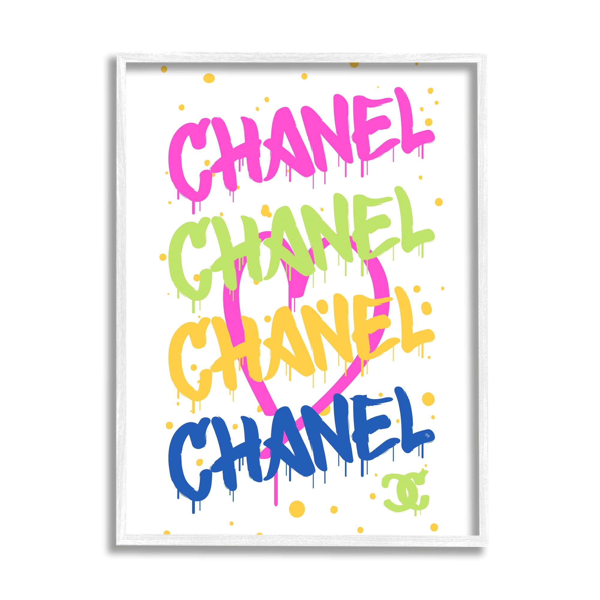 Stupell Industries Glam Graffiti Splatter Typography Painting White Framed Art Print Wall Art, 16 x 20