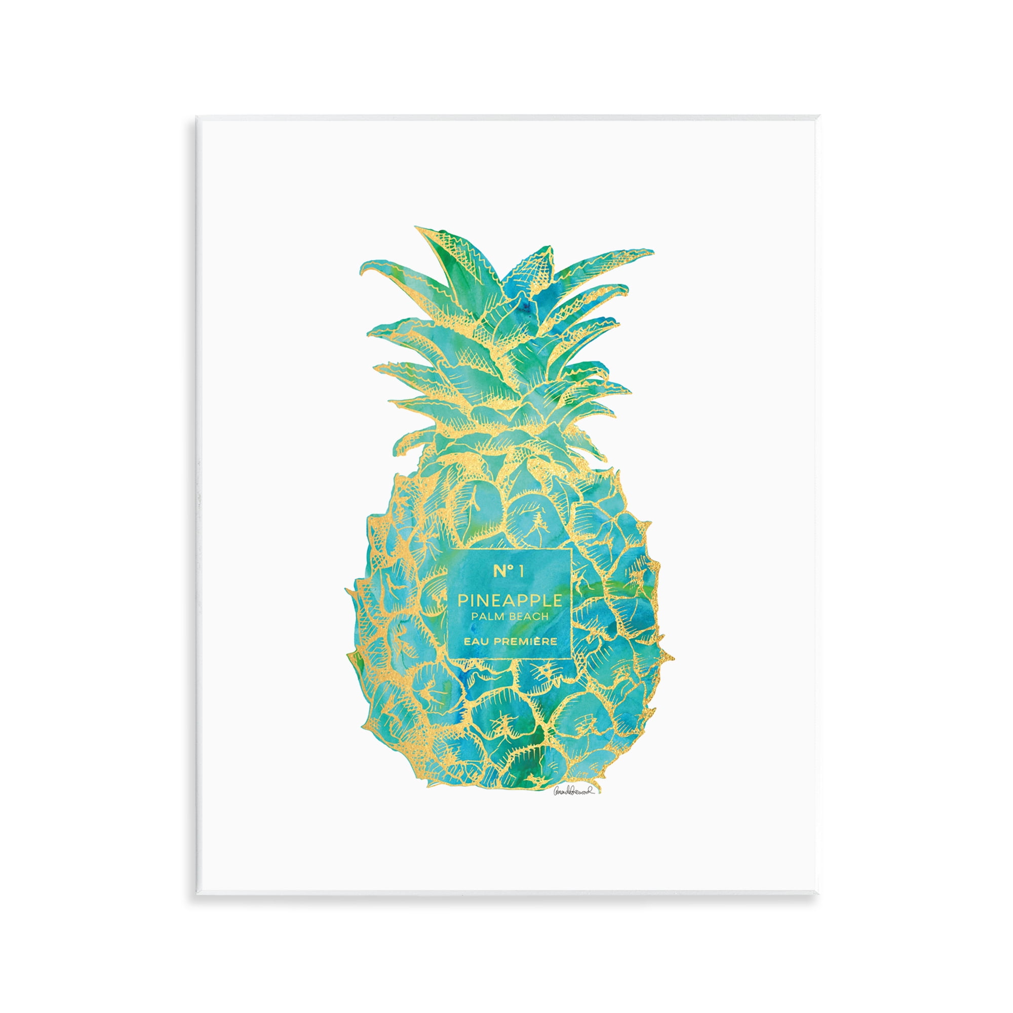 Stupell Industries Glam & Green Pineapple Food & Beverage Painting Unframed Art Print Wall Art, 11 x 14