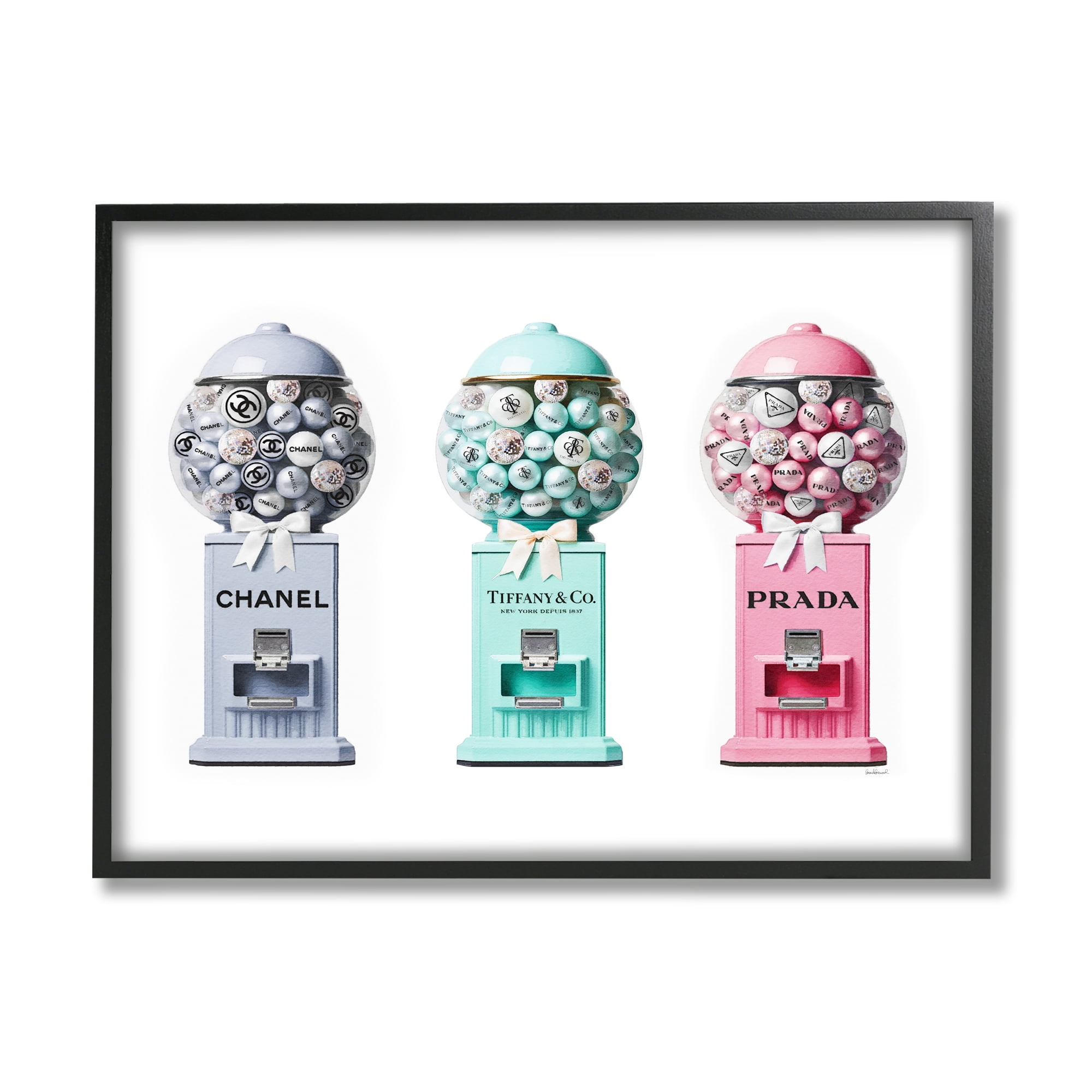 Stupell Industries Glam Gumball Candy Beauty & Fashion Painting Black Framed Art Print Wall Art, 20 x 16