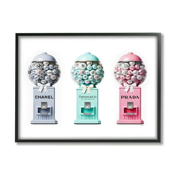 Stupell Industries Glam Gumball Candy Beauty & Fashion Painting Black Framed Art Print Wall Art, 20 x 16