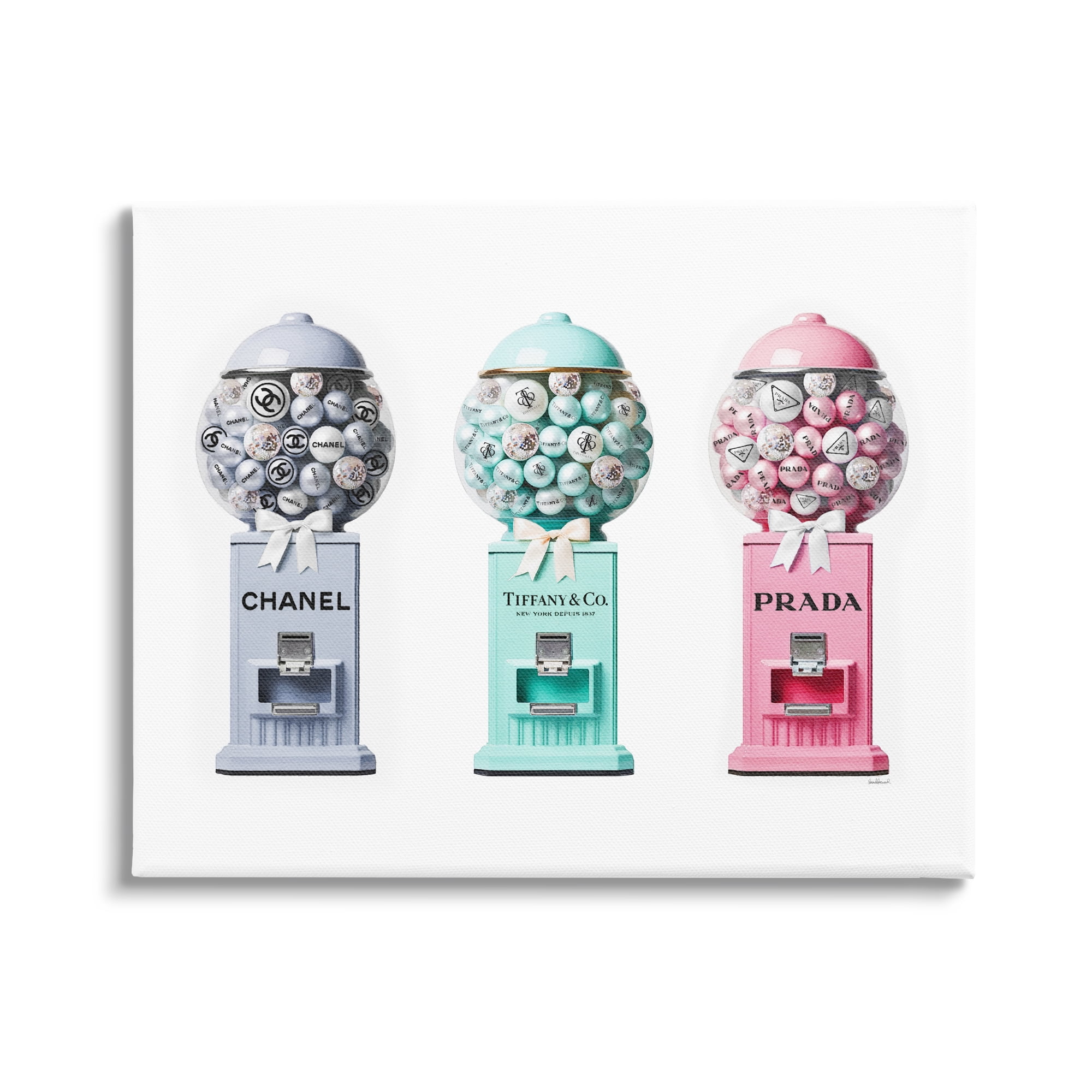Glam Gumball Candy Fashion Canvas Art in Blue, Green, Pink