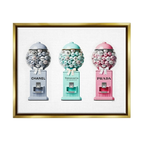 Stupell Industries Glam Gumball Candy Beauty & Fashion Painting Gold Floater Framed Canvas Art Print Wall Art, 21 x 17