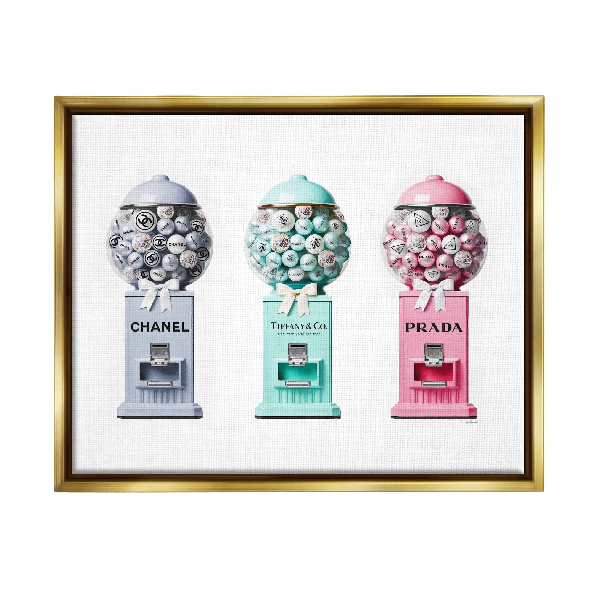 Stupell Industries Glam Gumball Candy Beauty & Fashion Painting Gold Floater Framed Canvas Art Print Wall Art, 31 x 25