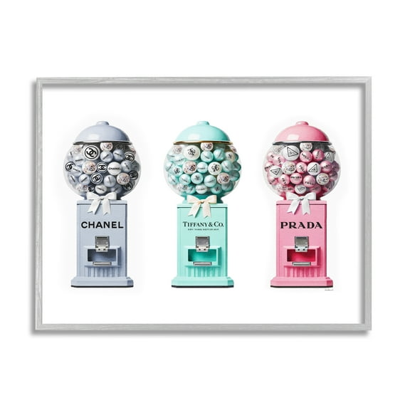 Stupell Industries Glam Gumball Candy Beauty & Fashion Painting Gray Framed Art Print Wall Art, 14 x 11