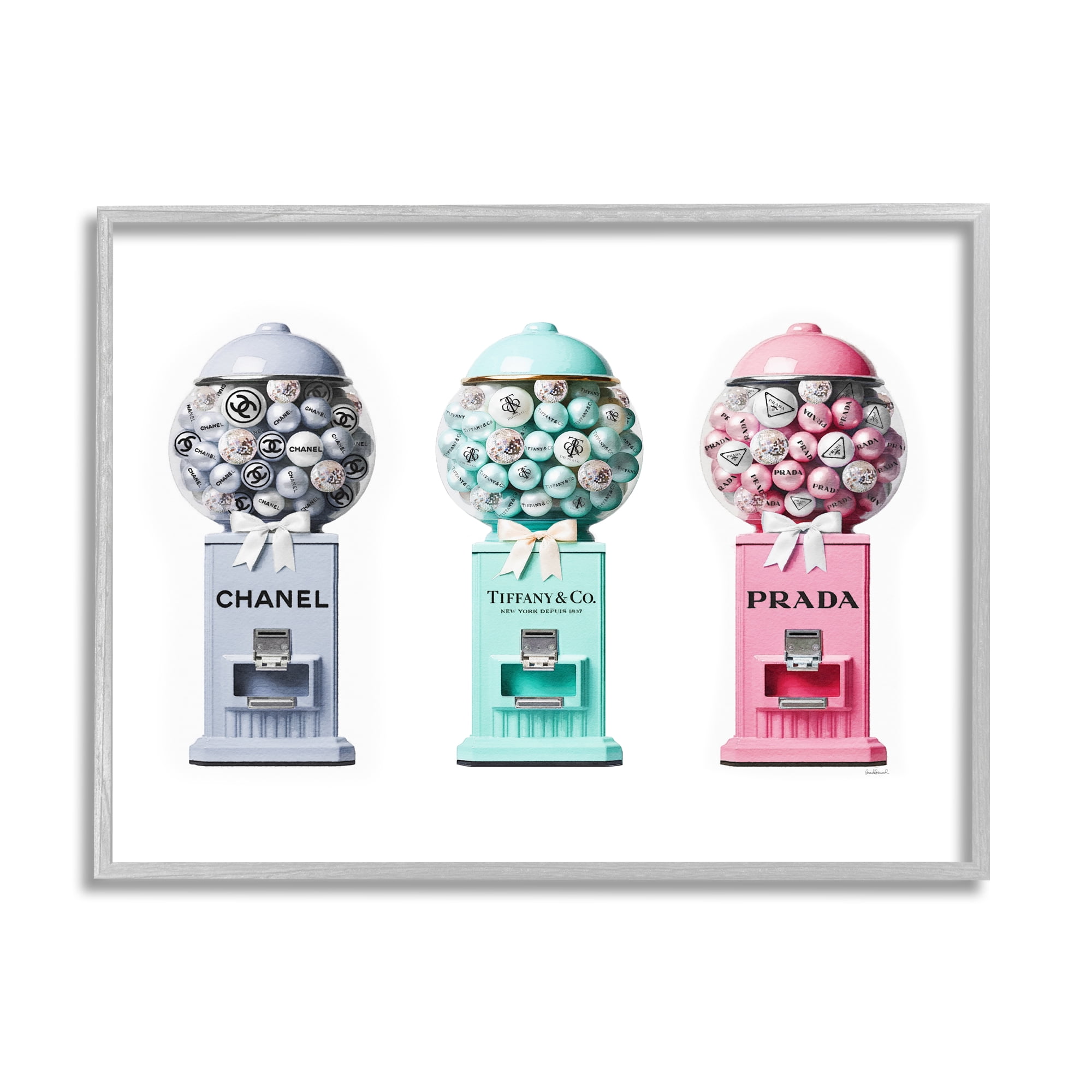 Stupell Industries Glam Gumball Candy Beauty & Fashion Painting Gray Framed Art Print Wall Art, 20 x 16