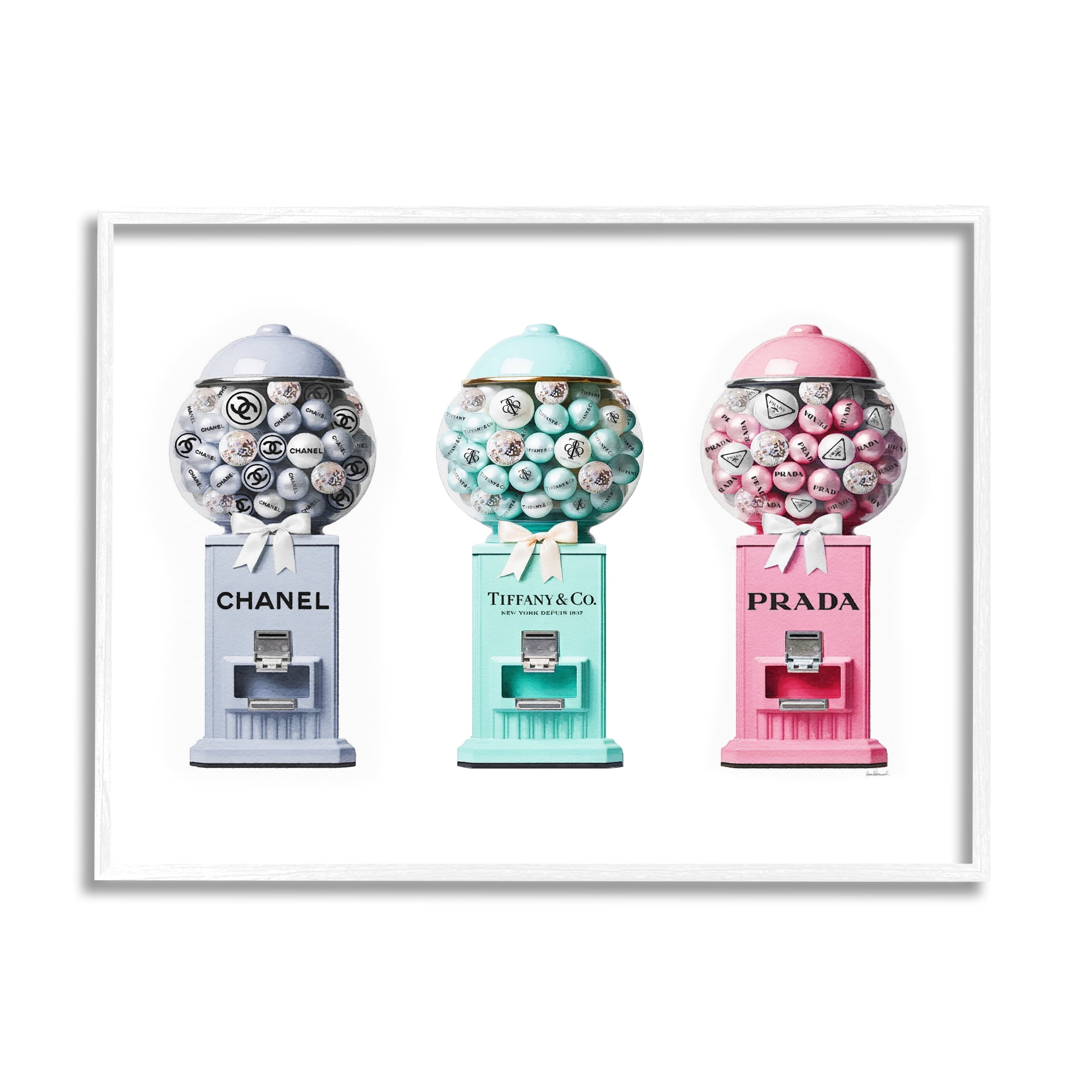 Stupell Industries Glam Gumball Candy Beauty & Fashion Painting White Framed Art Print Wall Art, 14 x 11
