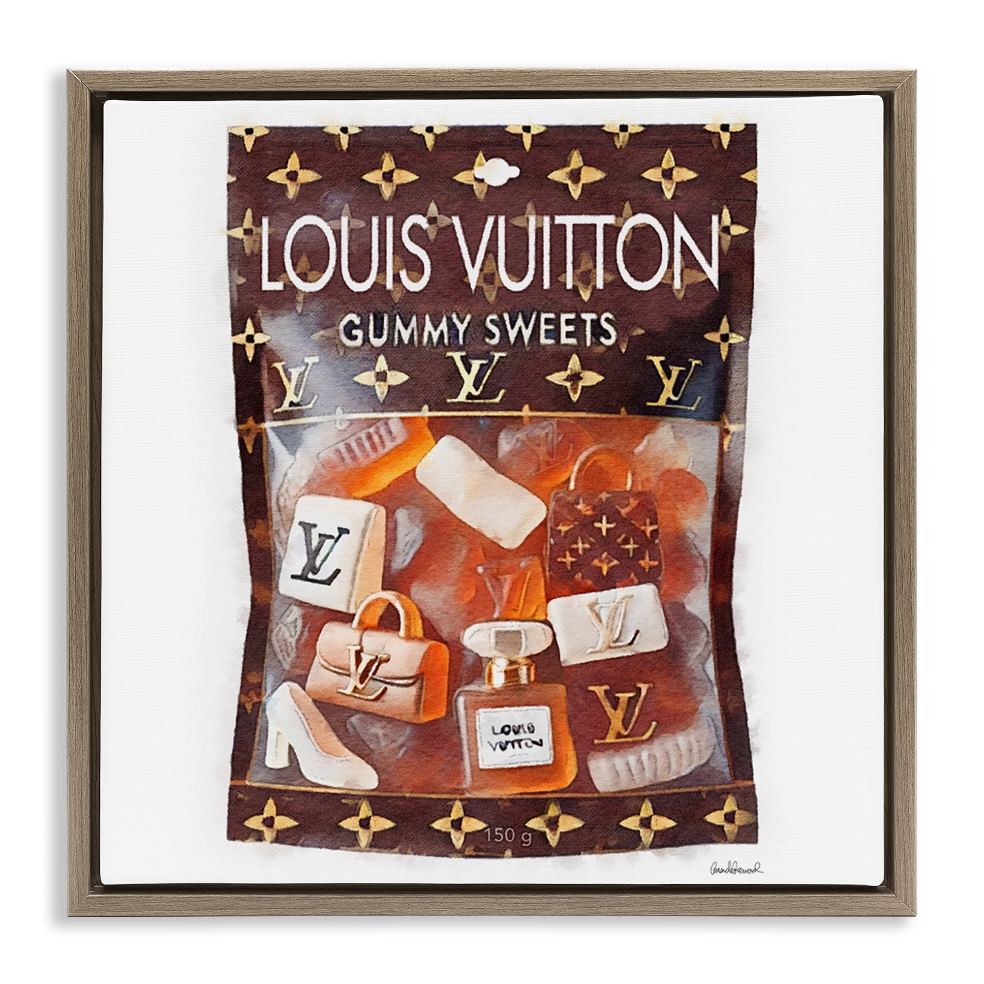 Stupell Industries Glam Gummy Sweets Fashion Painting Brown Floater Framed Canvas Art Print Wall Art, 25 x 25