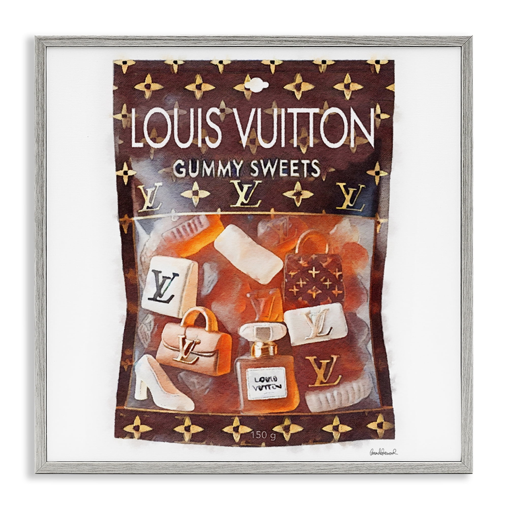 Stupell Industries Glam Gummy Sweets Fashion Painting Gray Framed Art Print Wall Art, 12 x 12