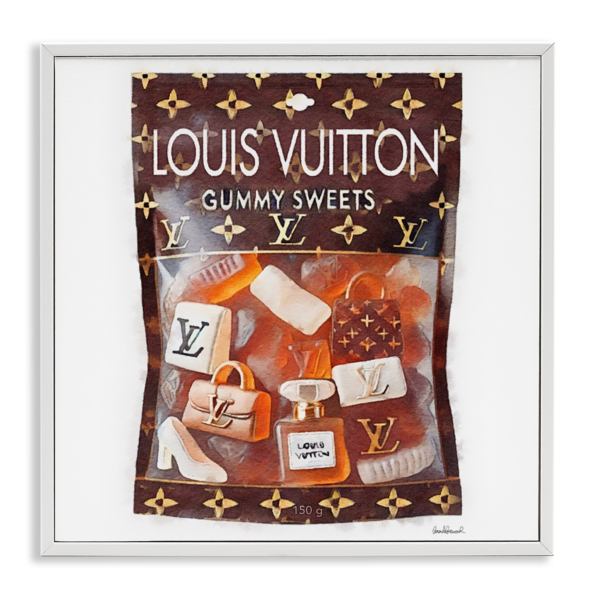 Stupell Industries Glam Gummy Sweets Fashion Painting White Framed Art Print Wall Art, 17 x 17