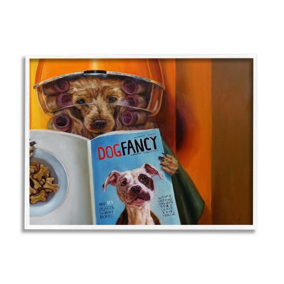 Stupell Industries Glam Hair Salon Dog Perm Hairstyle Magazine Framed Wall Art, 14 x 11, Design by Lucia Heffernan