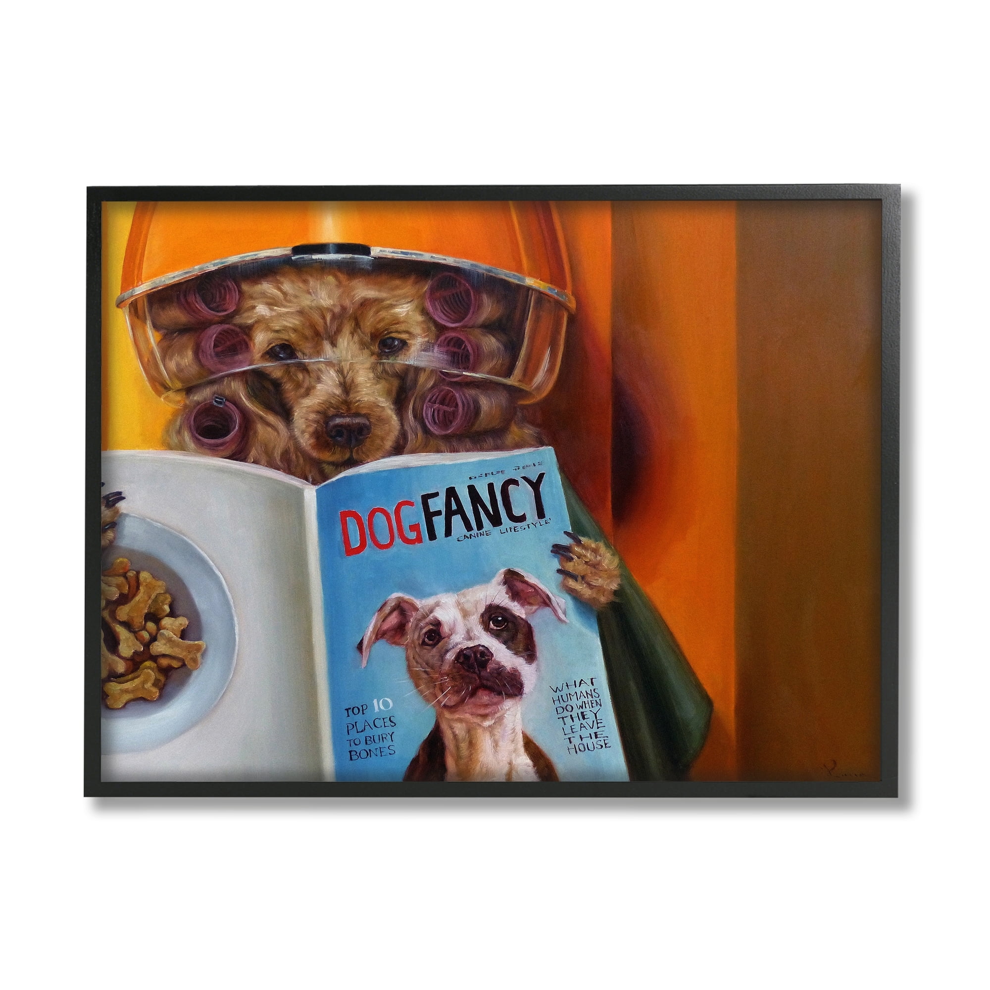 Stupell Industries Glam Hair Salon Dog Perm Hairstyle Magazine Framed Wall Art, 20 x 16, Design by Lucia Heffernan