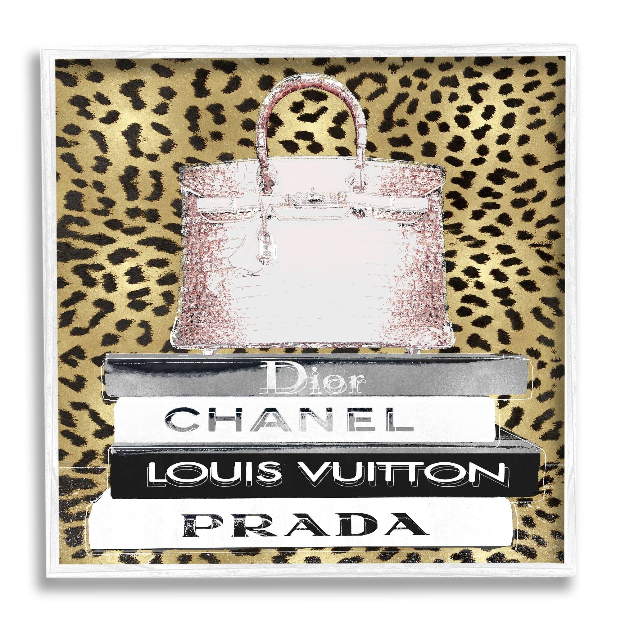 Stupell Industries Glam Handbag Fashion Book Stack Cheetah Pattern, 17 x 17, Design by Madeline Blake