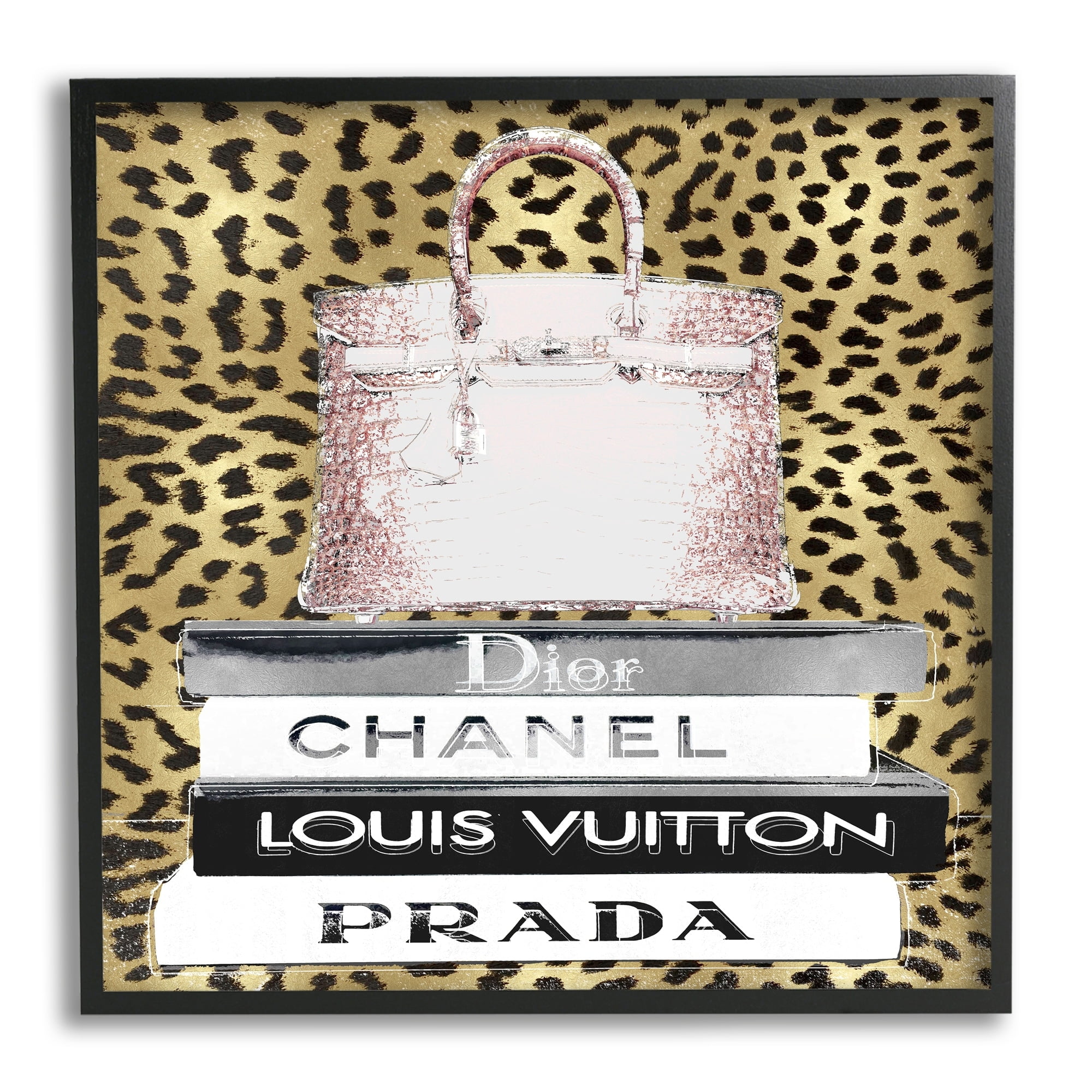 Stupell Industries Glam Handbag Fashion Book Stack Cheetah Pattern, 17 x 30, Design by Madeline Blake