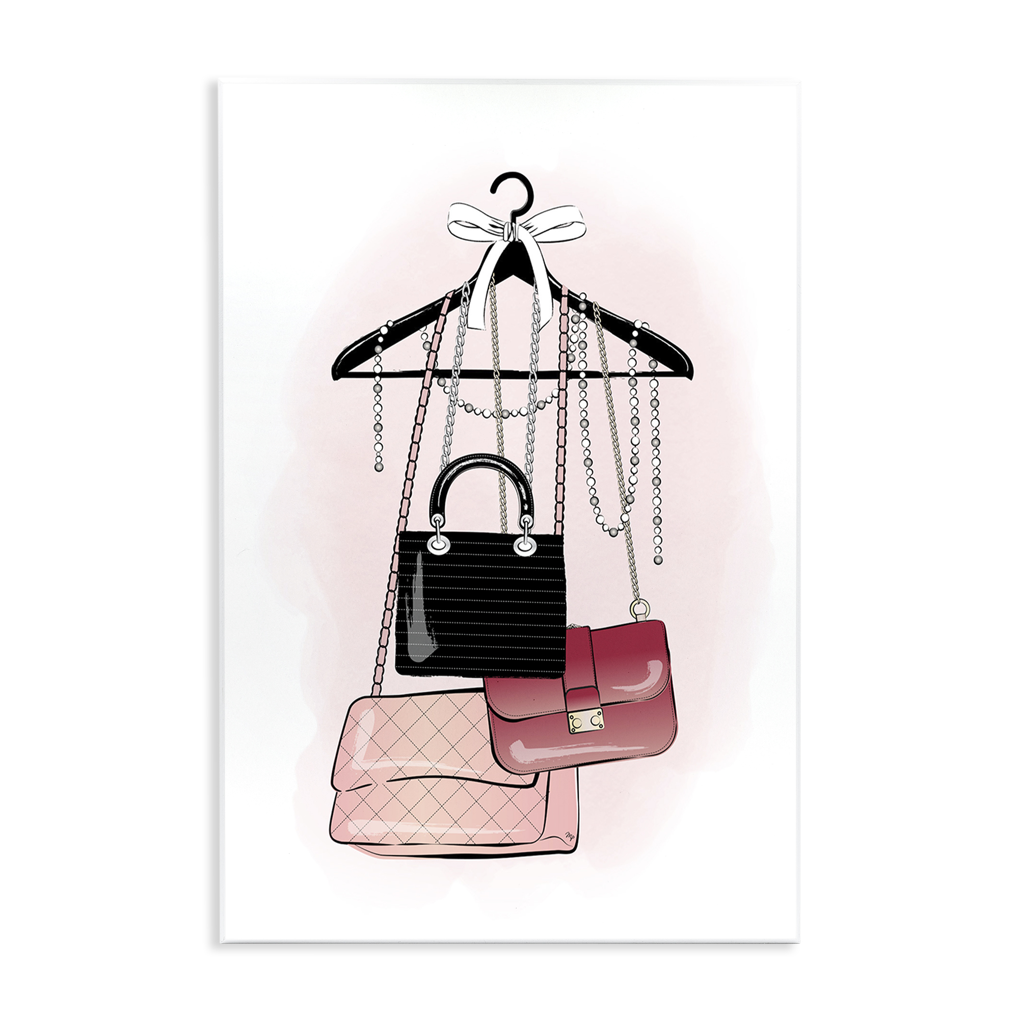Stupell Industries Glam Handbags Hanging Beauty & Fashion Painting Unframed Art Print Wall Art, 10 x 15