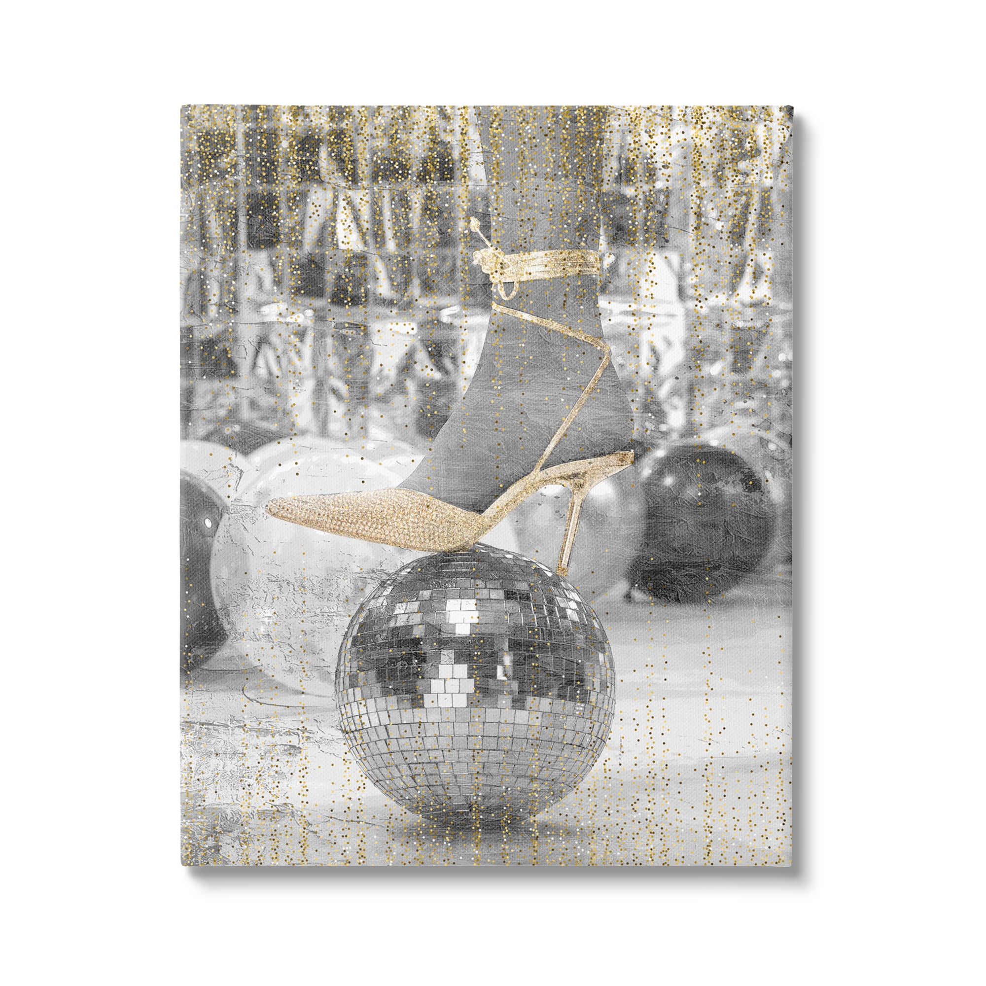 Stupell Industries Glam Heels Disco Ball Performing Arts Painting Gallery Wrapped Canvas Art Print Wall Art, 30 x 40
