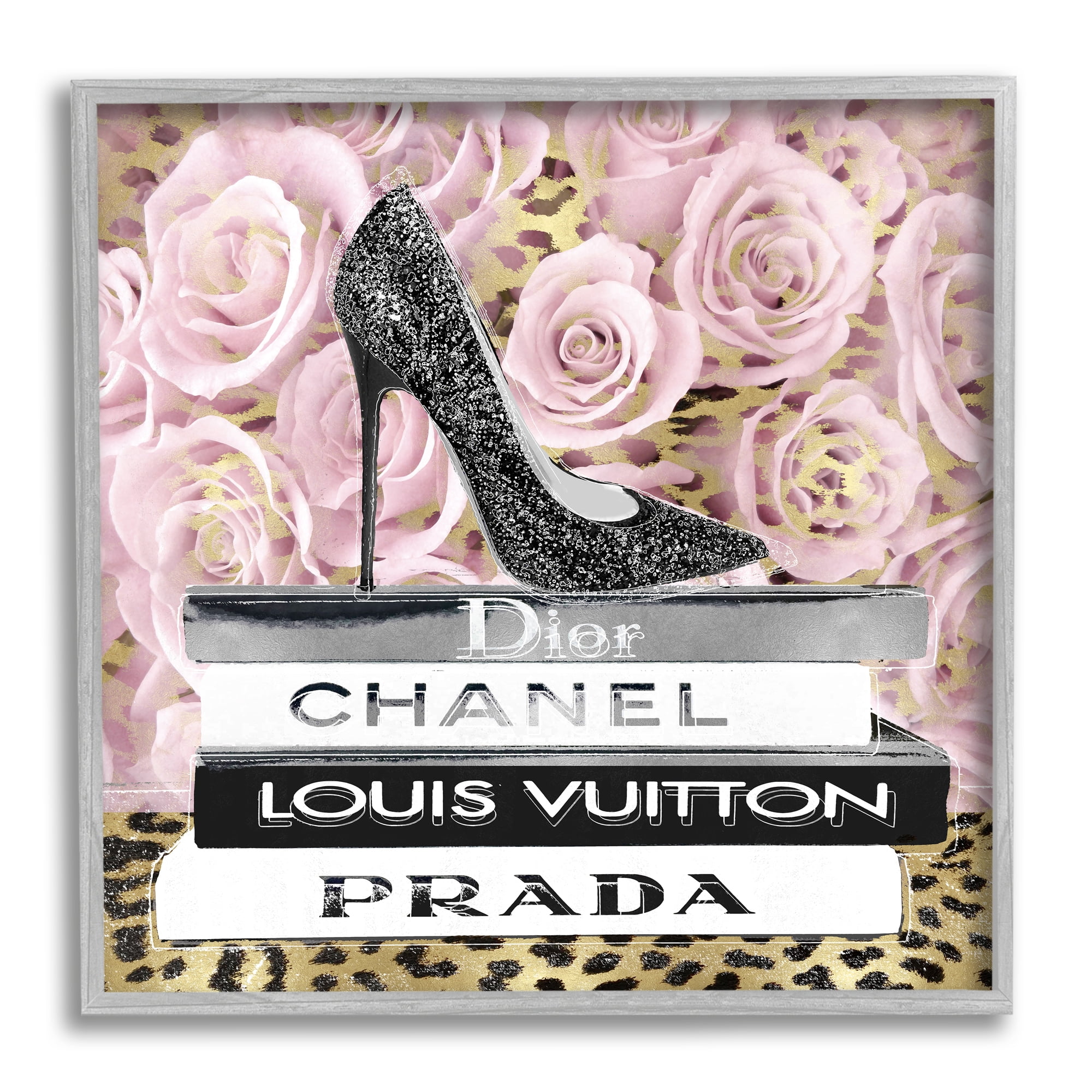 Stupell Industries Glam High Heel Shoe Fashion Book Stack Cheetah, 12 x 12, Design by Madeline Blake