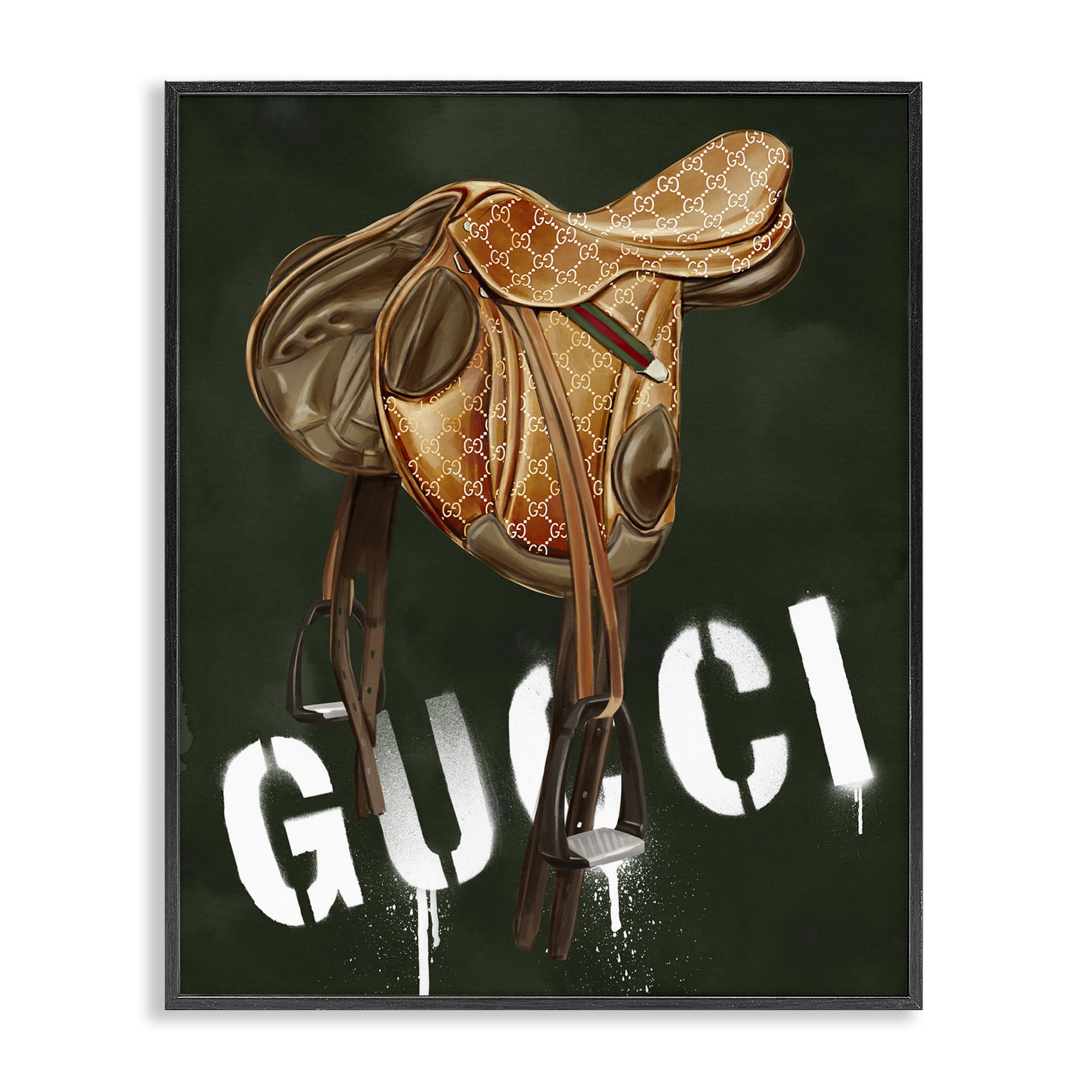Stupell Industries Glam Horse Saddle Beauty & Fashion Painting Black Framed Art Print Wall Art, 16 x 20