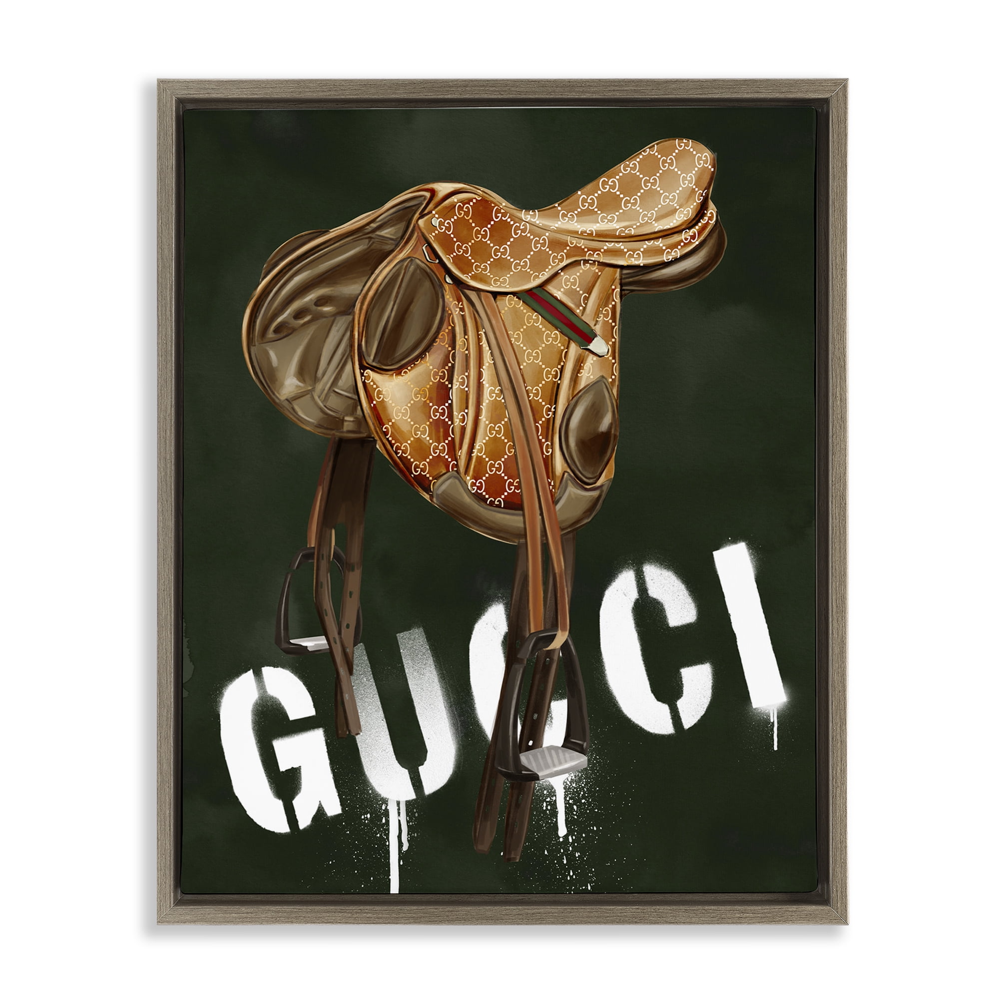 Stupell Industries Glam Horse Saddle Beauty & Fashion Painting Brown Floater Framed Art Print Wall Art, 25 x 31