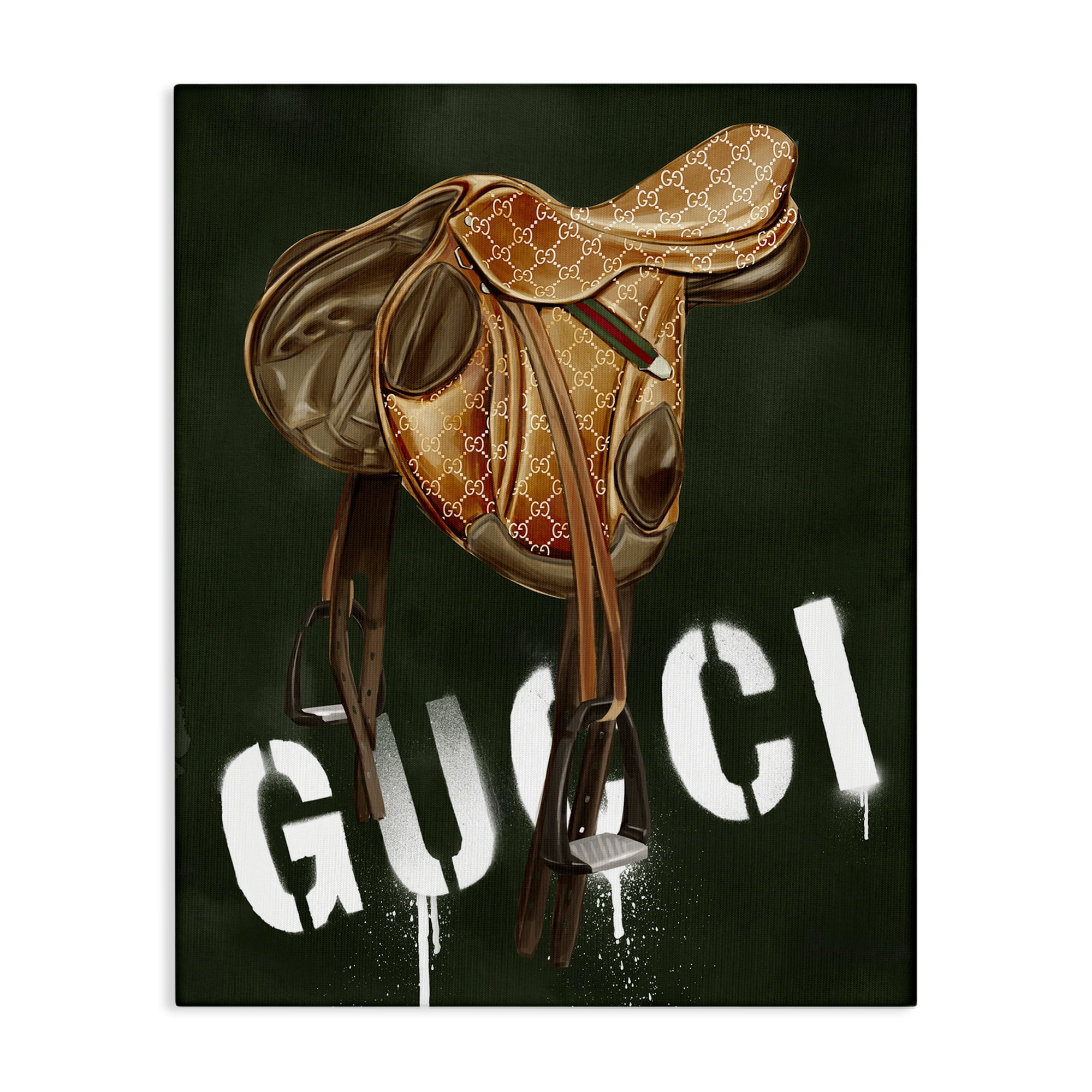 Stupell Industries Glam Horse Saddle Beauty & Fashion Painting Gallery Wrapped Canvas Art Print Wall Art, 16 x 20