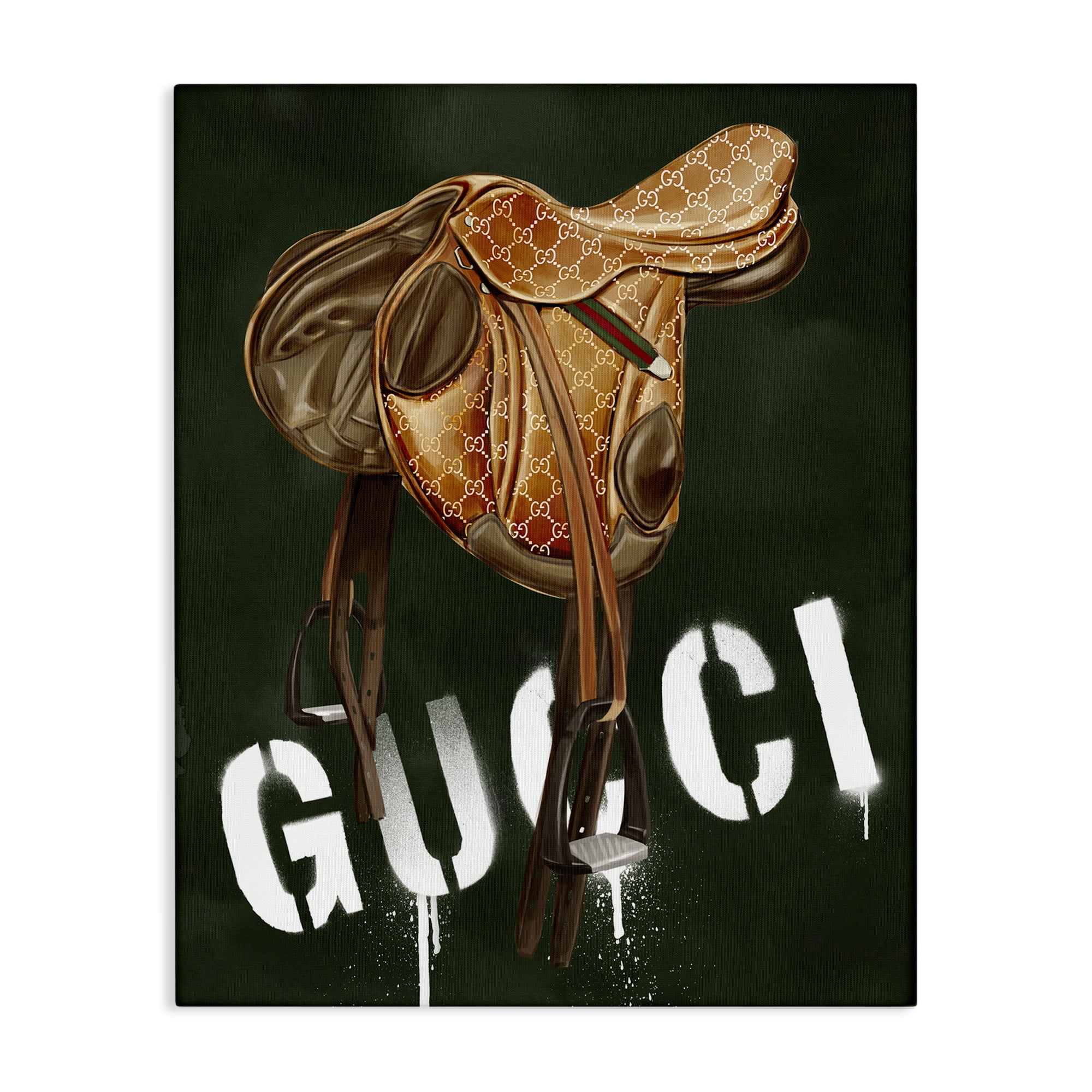 Stupell Industries Glam Horse Saddle Beauty & Fashion Painting Gallery Wrapped Canvas Art Print Wall Art, 30 x 40
