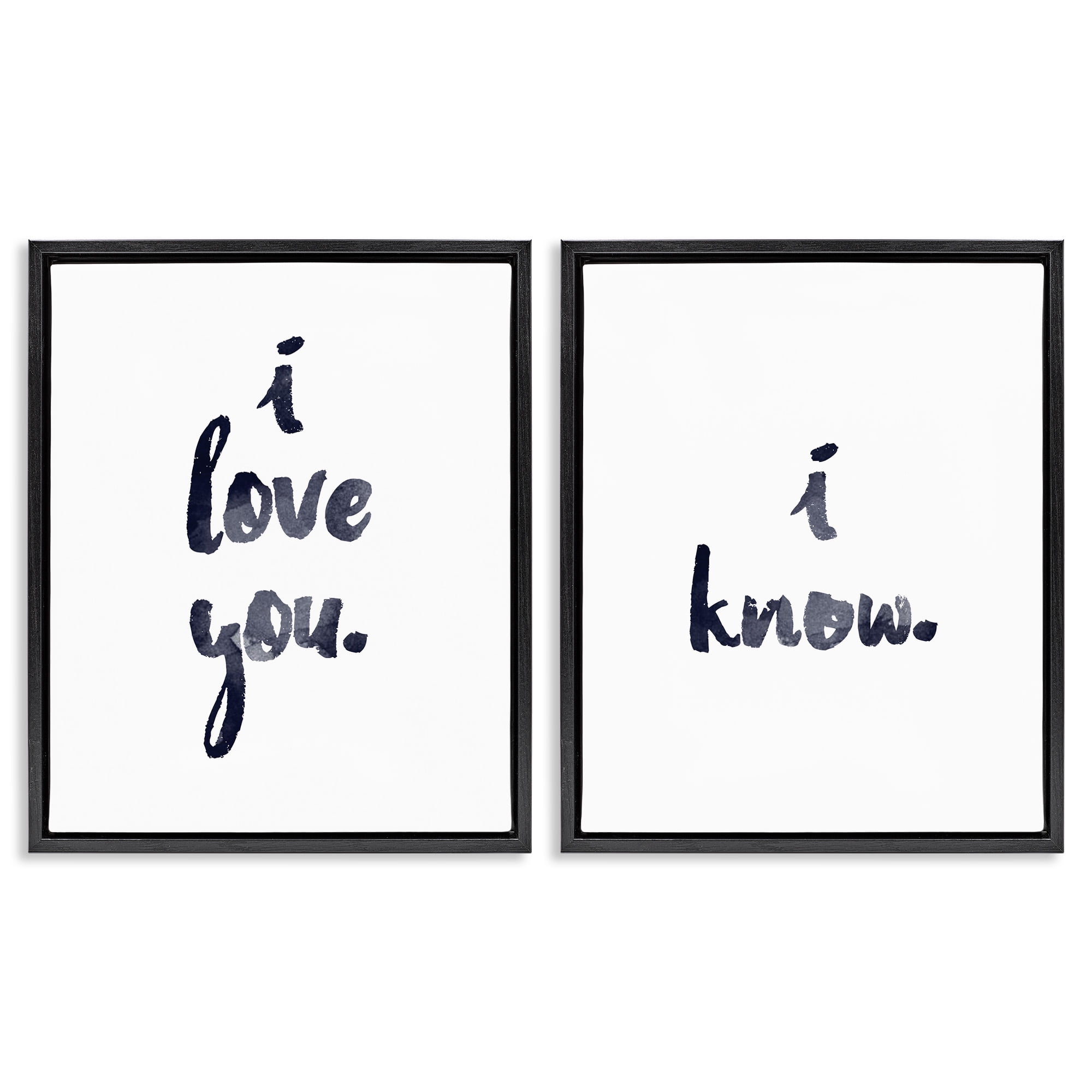 Stupell Industries Glam I Love You Phrase Inspirational Painting Black Floater Framed Canvas Art Print Wall Art, 25 x 31, Set of 2